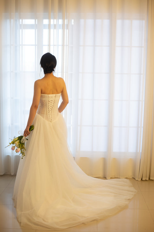 Lydia | Minimalist Drop Waist Tulle Ball Gown Wedding Dress