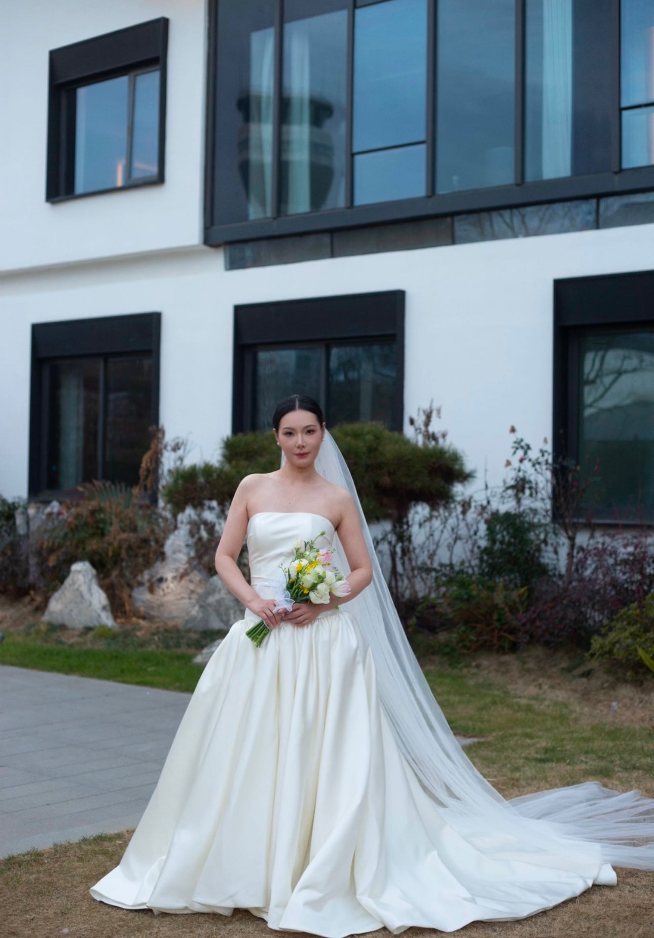 Minimalist drop waist satin wedding dress, custom simple & classic Ivory bridal ball gown