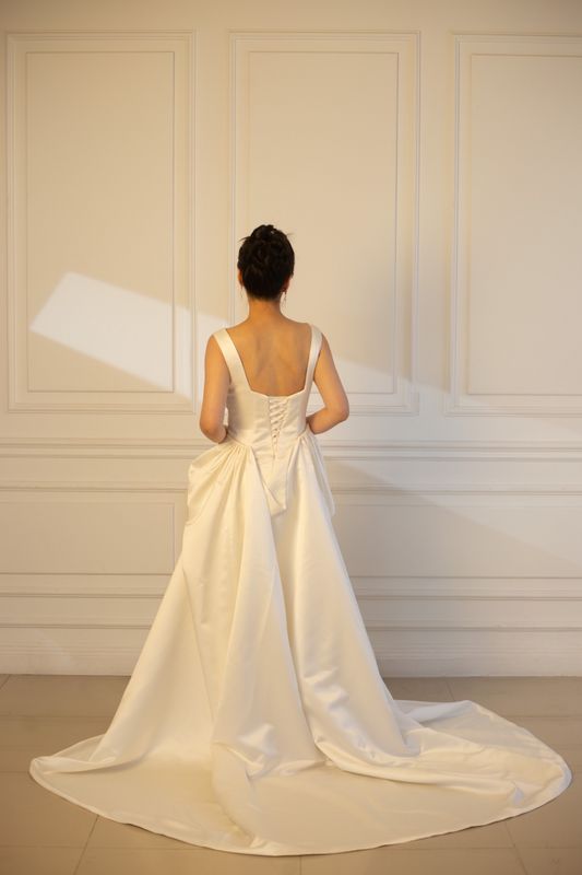 Dorothy | Minimalist Satin Mermaid Wedding Prom Dress, Custom Simple Elegant Reception Gown, Unique Elopement Dress for Courthouse Wedding