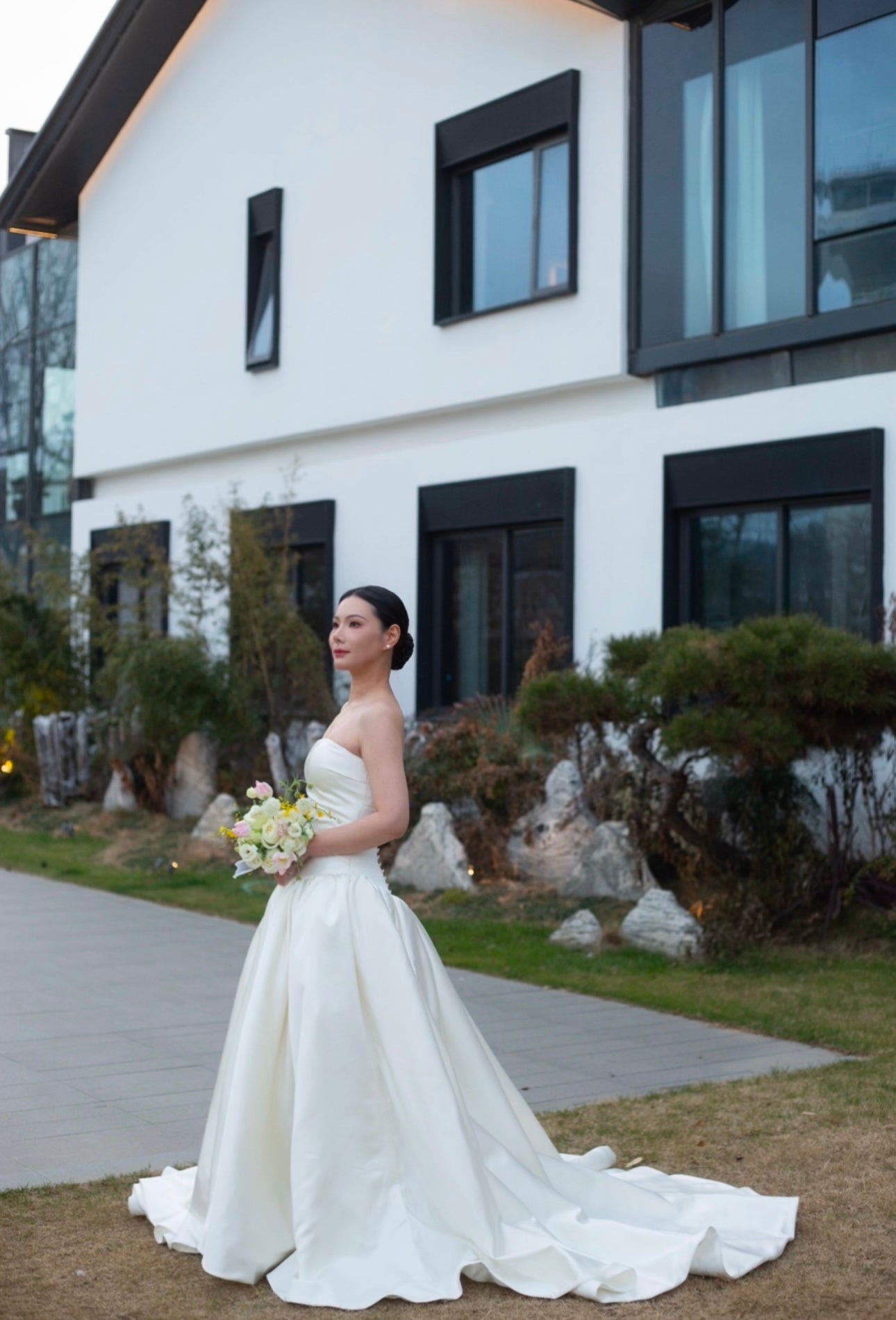 Minimalist drop waist satin wedding dress, custom simple & classic Ivory bridal ball gown