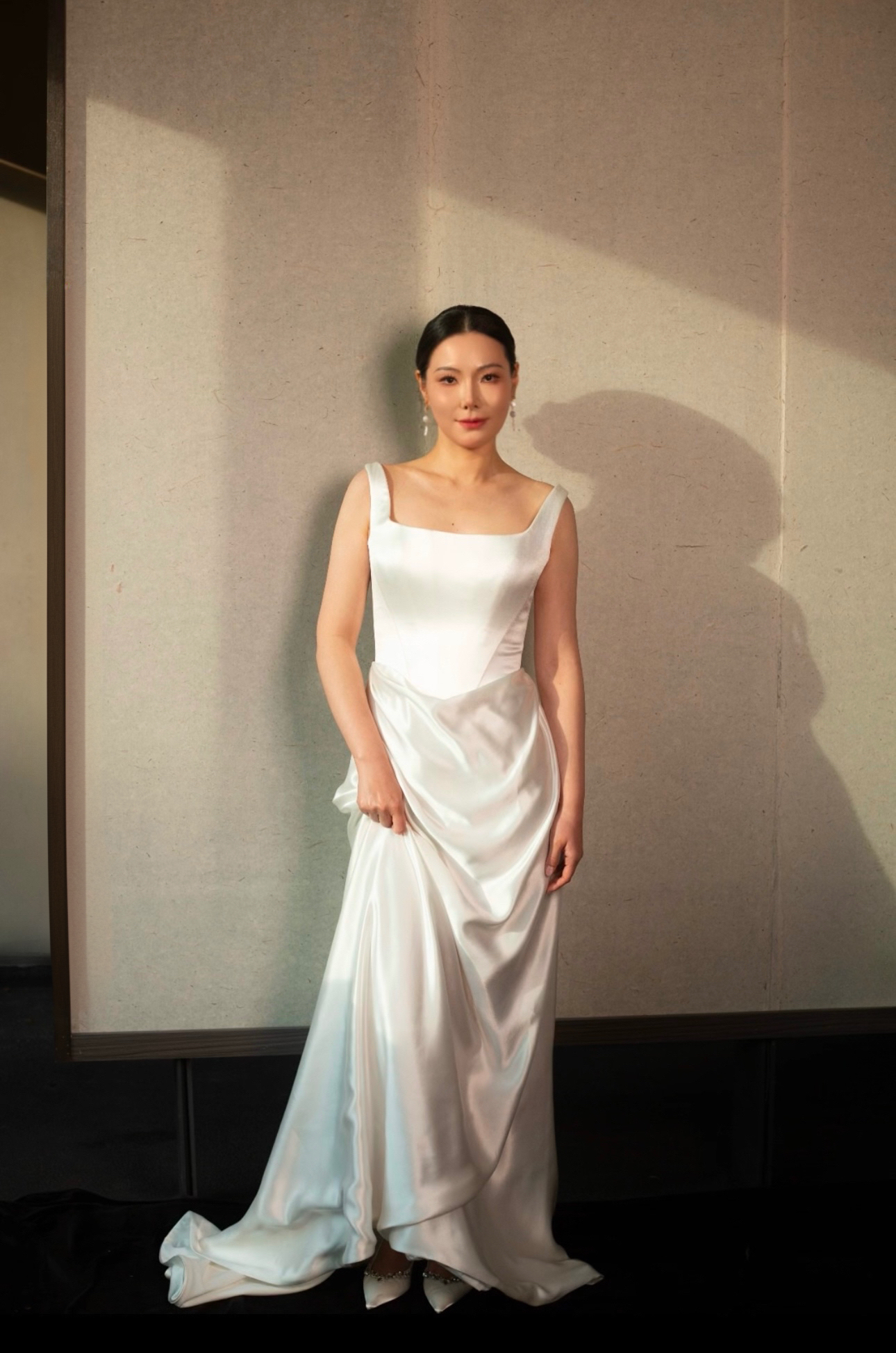 Barbara | Minimalist Square Neck Satin Corset Wedding Bridal Dress, Custom Simple Modest Reception Elopement Dress for Courthouse Civil Wedding