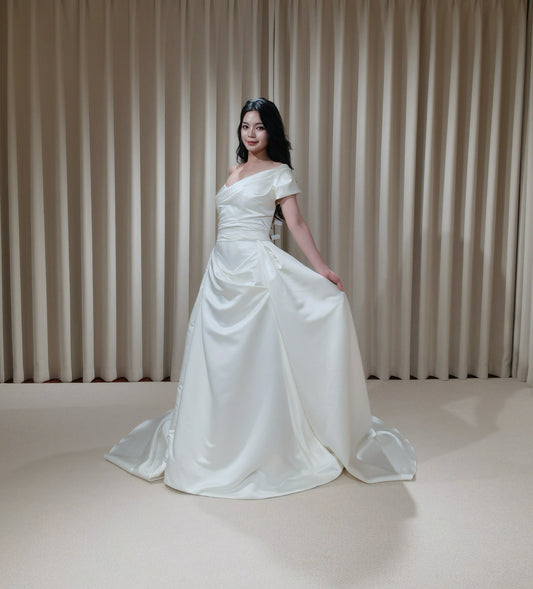 Barbora | One Shoulder Satin Corset Ball Gown Wedding Dress