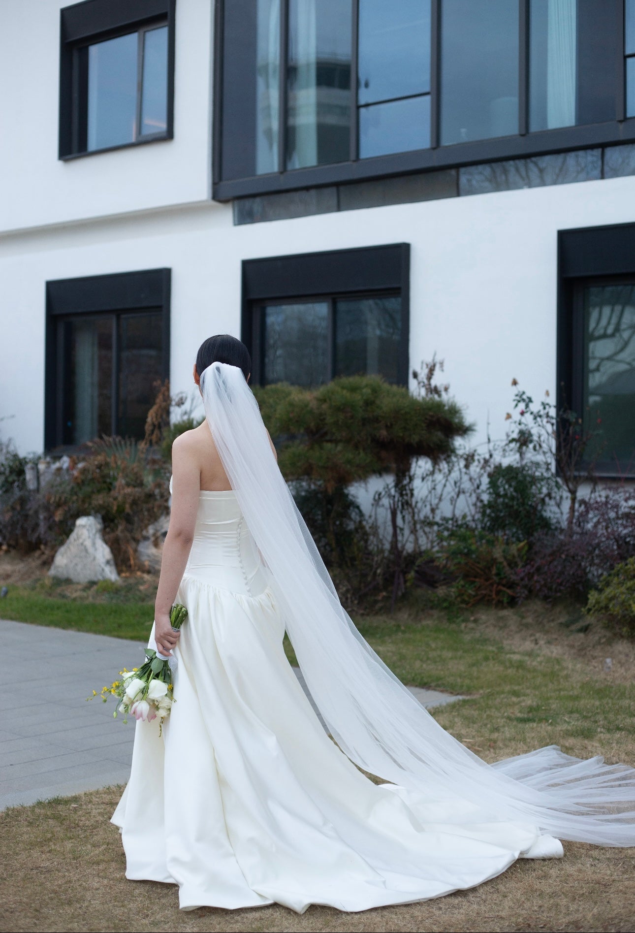 Minimalist drop waist satin wedding dress, custom simple & classic Ivory bridal ball gown
