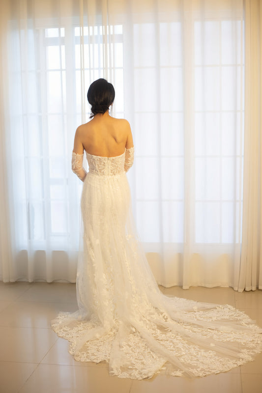 Athena | Minimalist Floral Corset Mermaid Wedding Dress