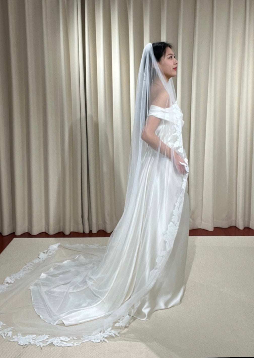 Minimalist Off Shoulder Satin Corset Wedding Bridal Dress, Custom Simple Modest Courthouse Civil Wedding Reception Elopement Gown
