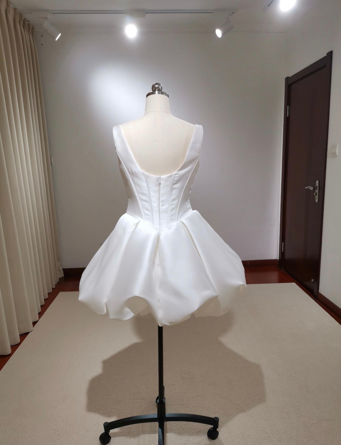 Sample dress, Minimalist satin short wedding prom dress, Rehearsal dinner mini dress, Custom Elopement Dress, Bridal shower Engagement dress