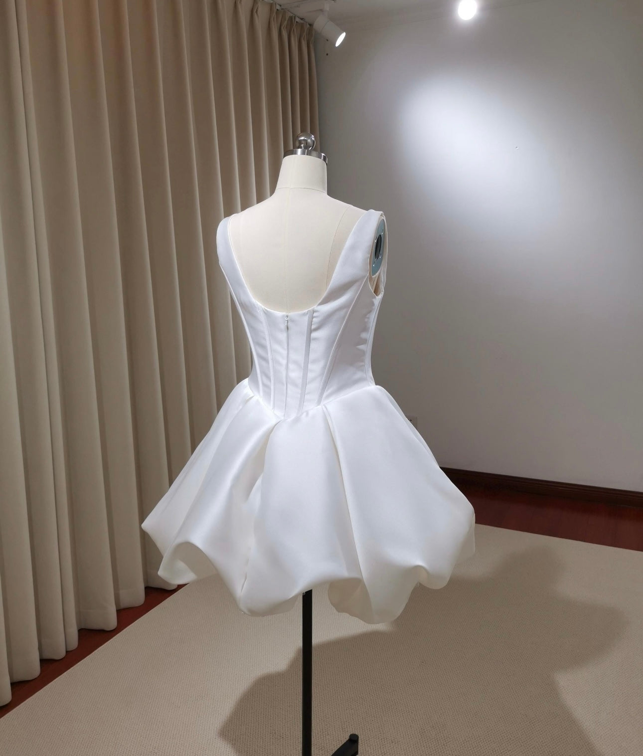 Sample dress, Minimalist satin short wedding prom dress, Rehearsal dinner mini dress, Custom Elopement Dress, Bridal shower Engagement dress