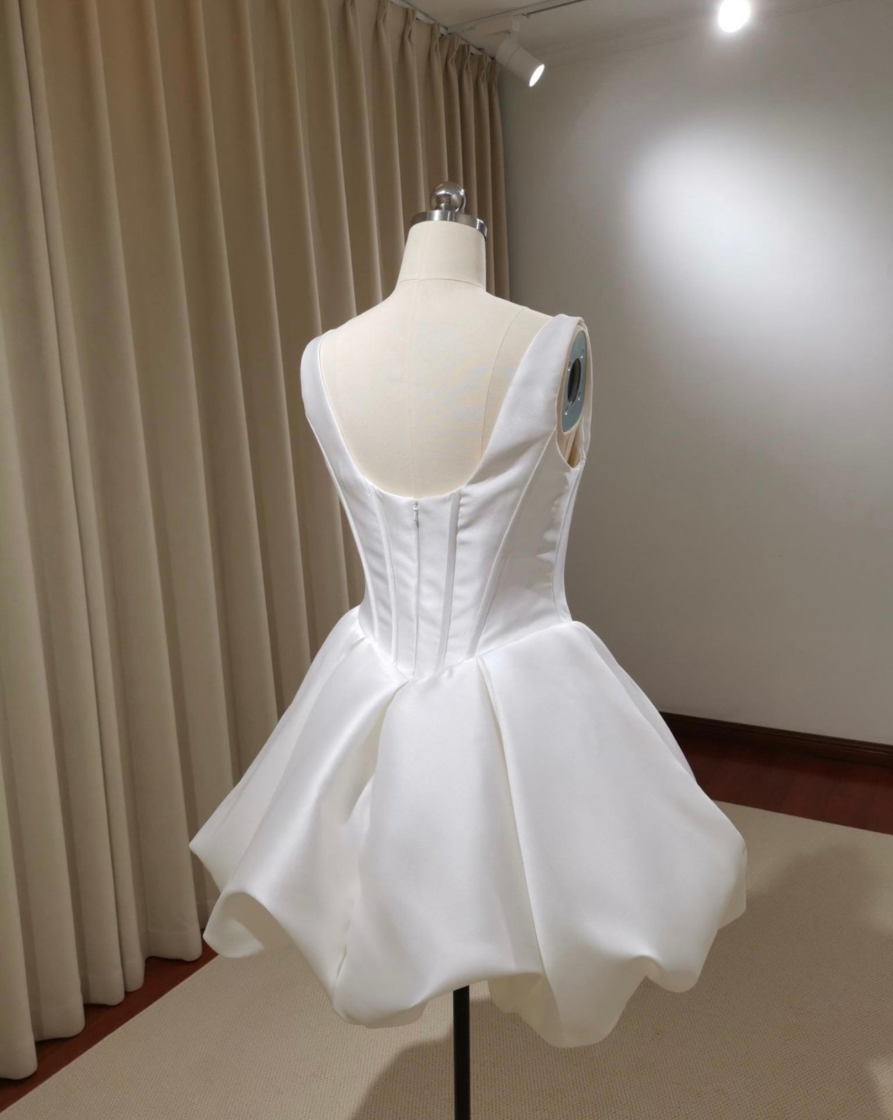 Sample dress, Minimalist satin short wedding prom dress, Rehearsal dinner mini dress, Custom Elopement Dress, Bridal shower Engagement dress