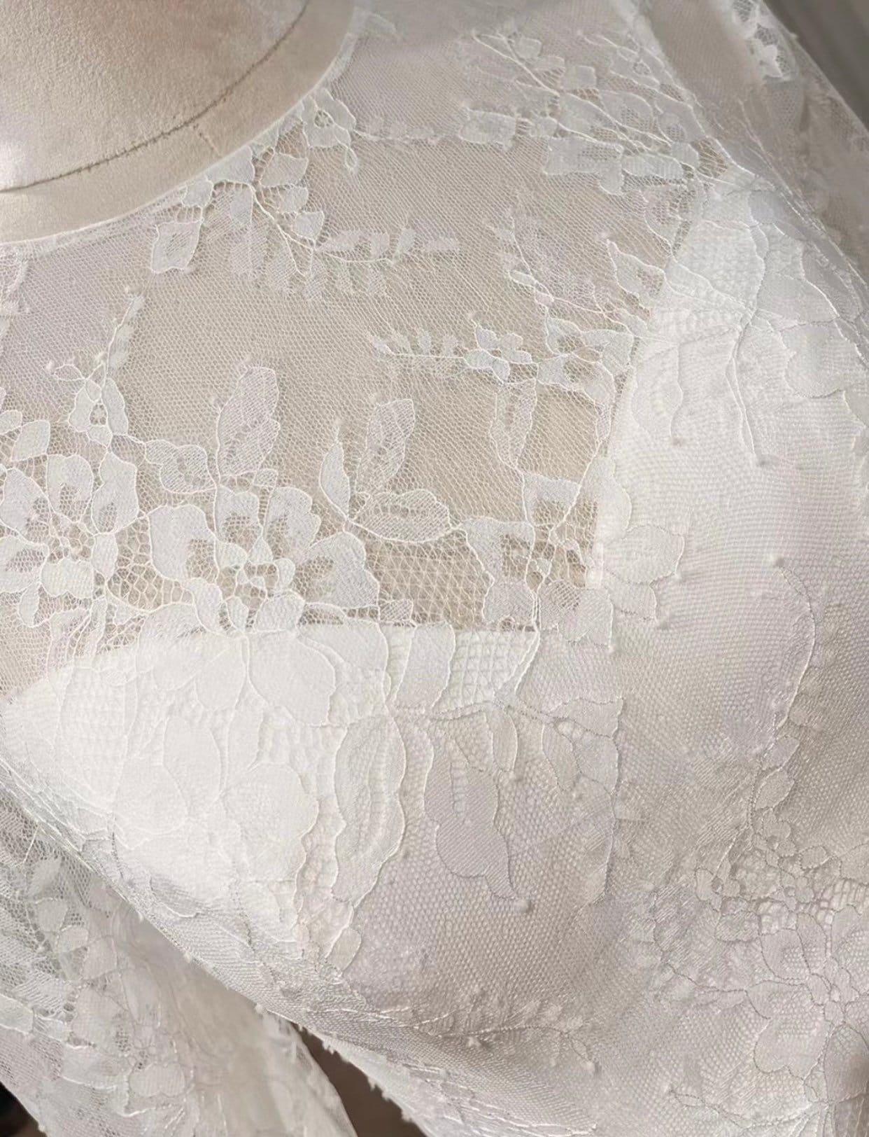 Long Sleeve Lace Mermaid Wedding Dress, romantic reception elopement dress for courthouse civil wedding