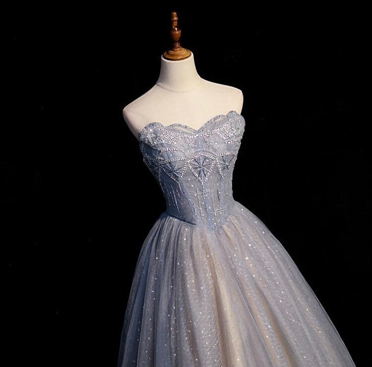 Blue Fairy A-line Wedding Bridal Dress, Prom Party Gown, Bridesmaid & Wedding Guest Dress, Customizable, Romantic Lolita Princess Style