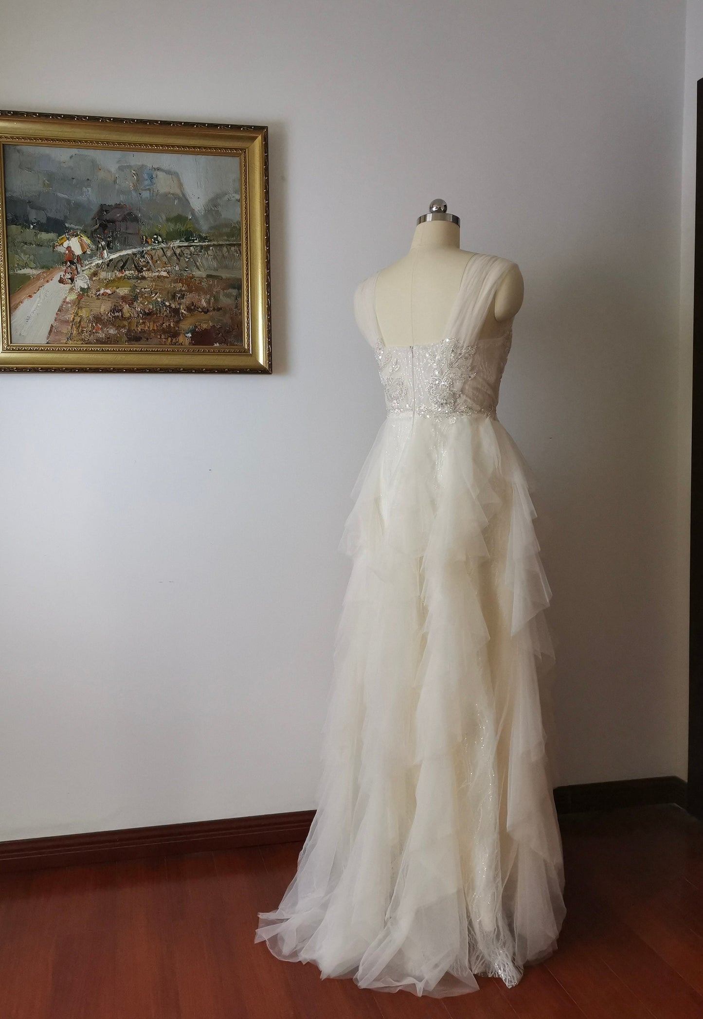 Sample dress, Off the Shoulder Fairy Tulle A-Line Wedding Bridal Dress & Prom Party Ball Gown, Boho Floral Princess Lolita Sweetheart