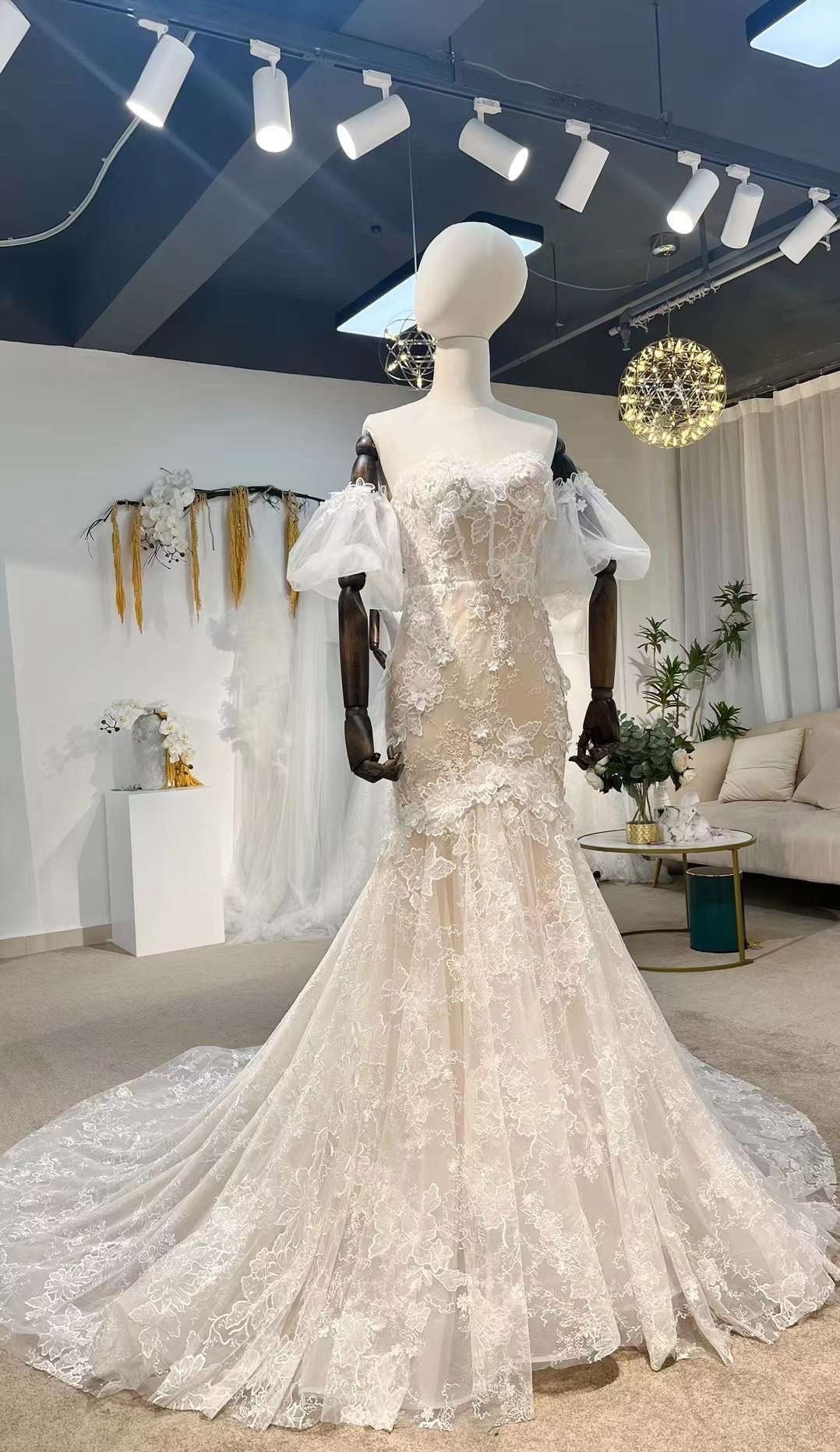 Off the shoulder corset mermaid wedding dress w detachable short sleev – Shindig Threads Off the shoulder corset mermaid wedding dress w detachable short sleev – Shindig Threads