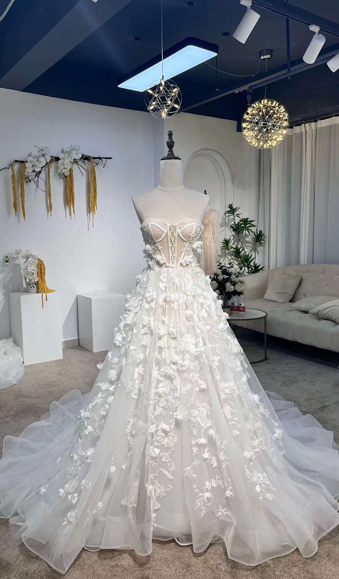 Fairy corset floral wedding dress, custom unique ball gown for courtho Shindig Threads Fairy corset floral wedding dress, custom unique ball gown for courtho Shindig Threads