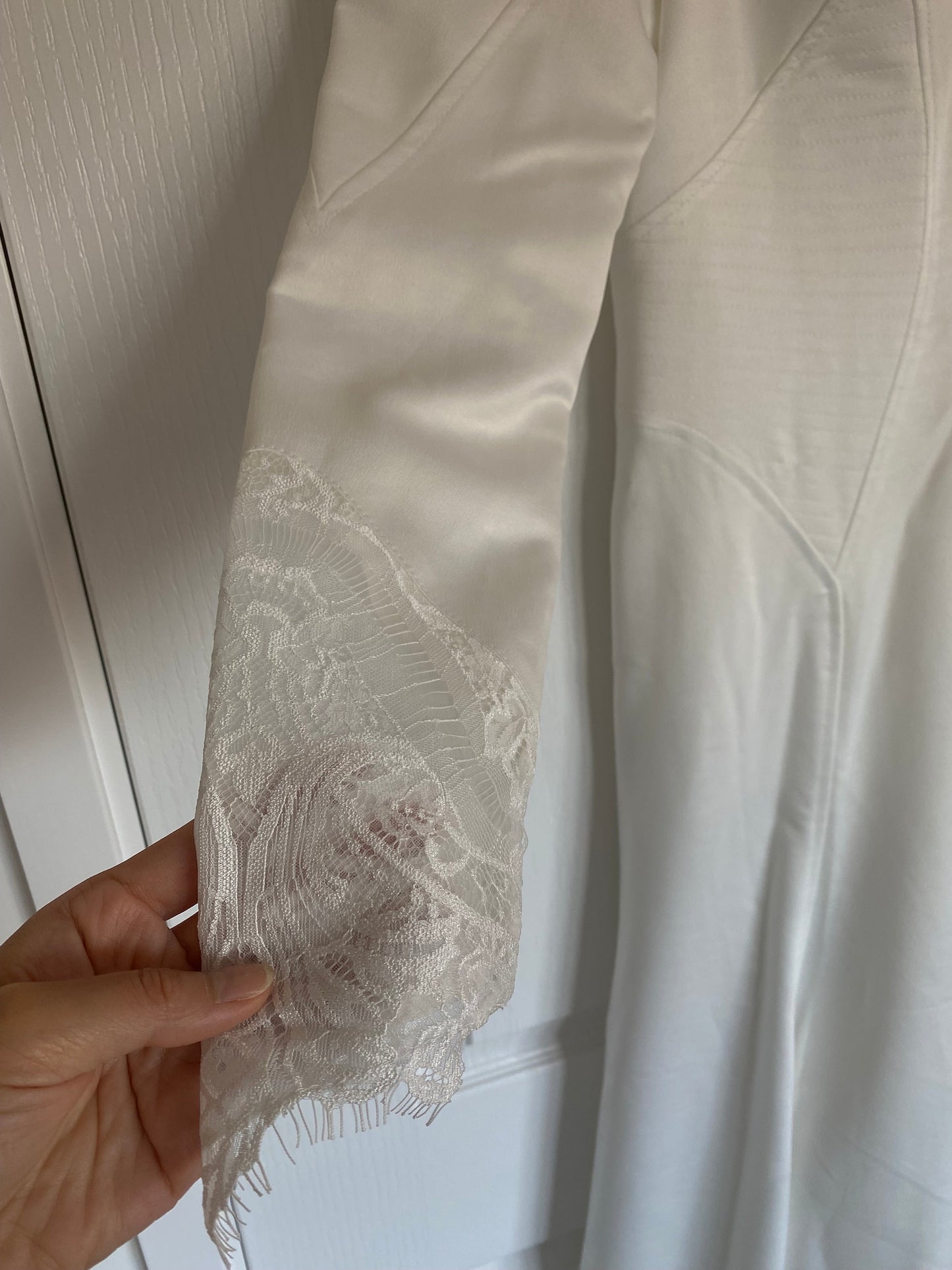Sample dress, Custom Twilight Bella’s Ivory Satin Lace Back Wedding Bridal Dress, Minimalist Long Sleeve A-Line Elegant Party Gown