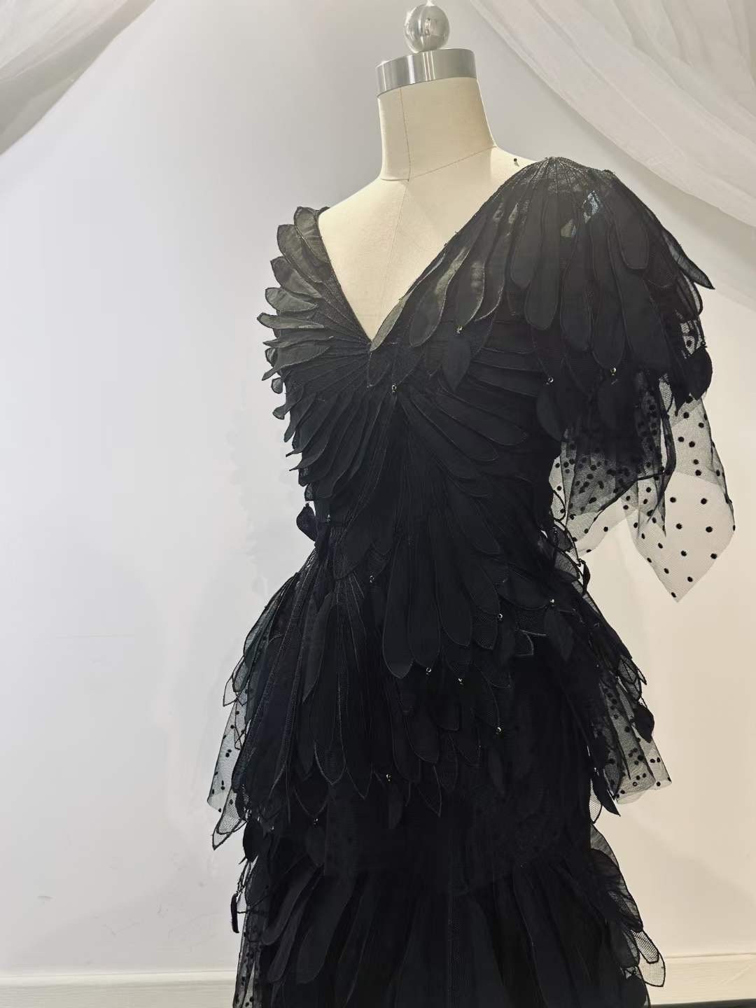 White/Black swan dress, Unique wedding prom dresses for rehearsal dinner bridal shower, Elopement Engagement dress, Courthouse civil wedding