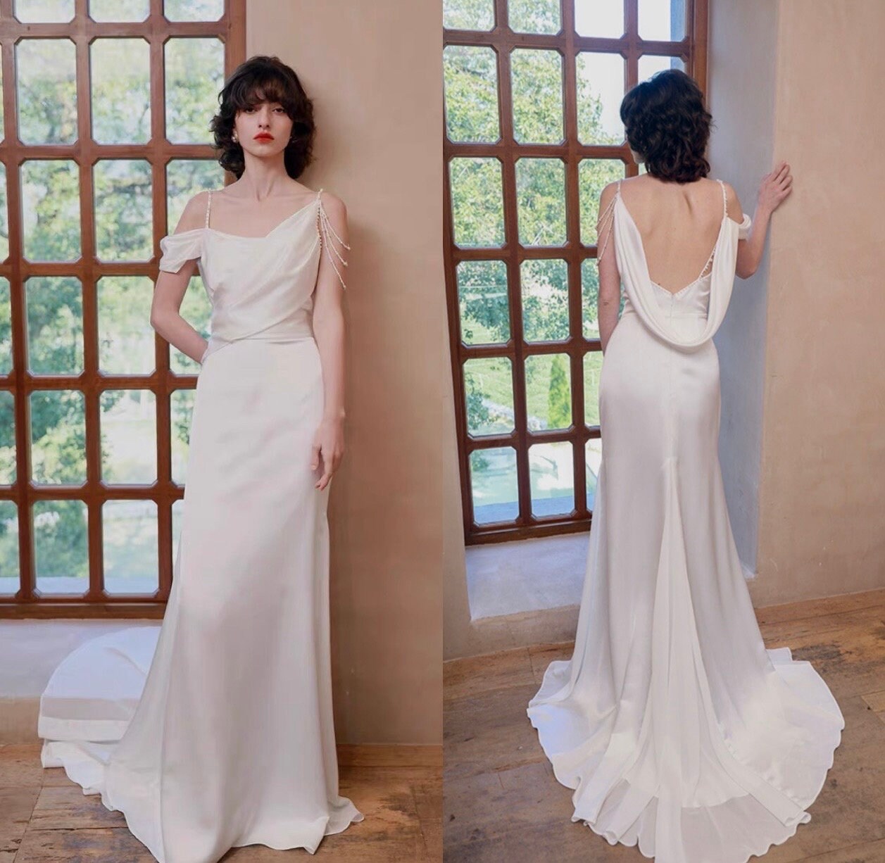 Minimalist simple satin wedding prom dress custom unique courthouse c Shindig Threads