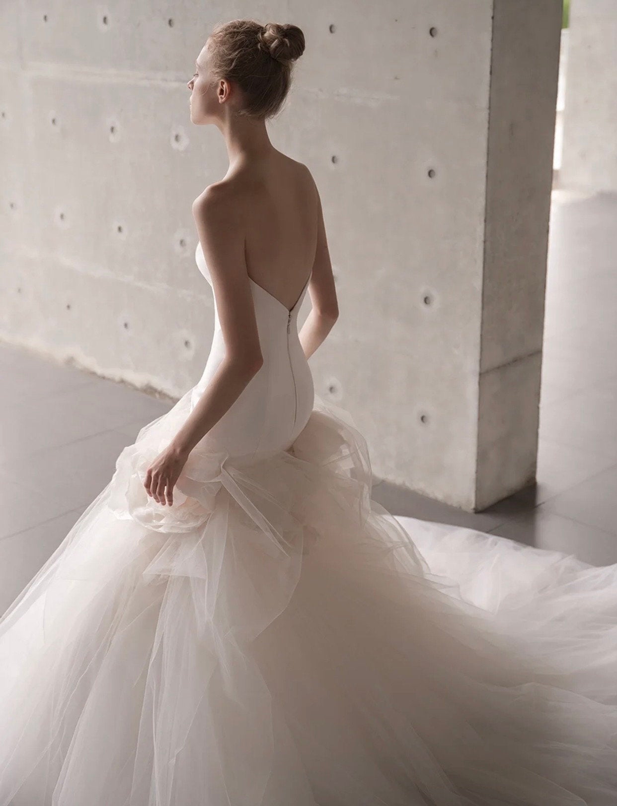 Minimalist Satin Corset Mermaid Wedding Dress with 3D Flowers, Custom Simple Modest Reception Elopement Unique Courthouse Civil Gown