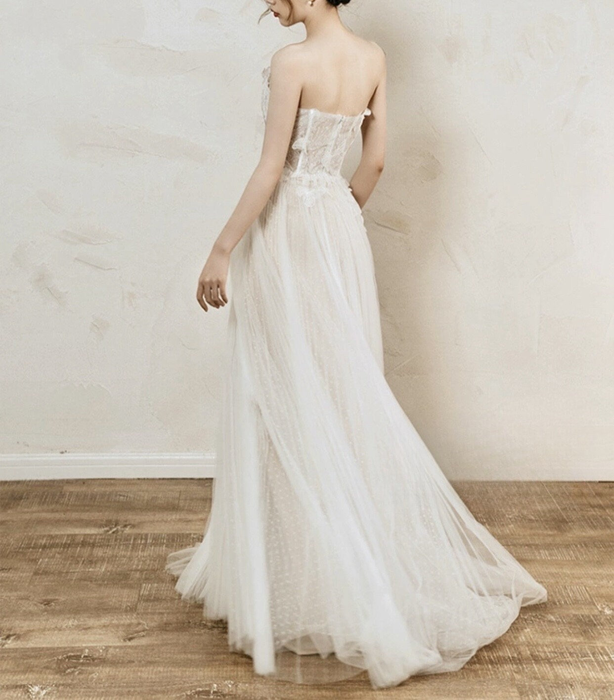 Fairy floral 3D butterfly wedding prom dress, custom unique courthouse civil gown, casual romantic reception elopement rehearsal dress