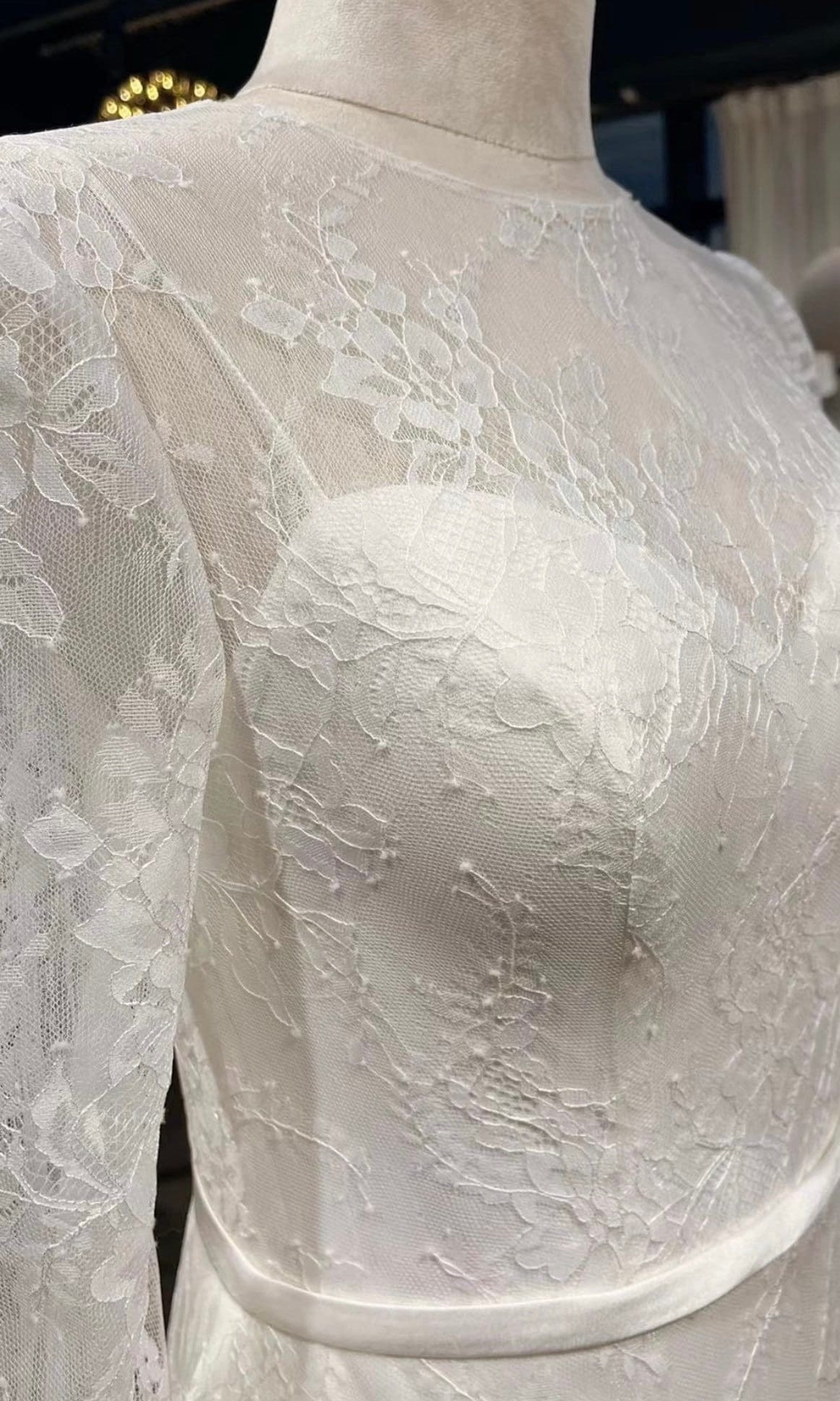 Long Sleeve Lace Mermaid Wedding Dress, romantic reception elopement dress for courthouse civil wedding