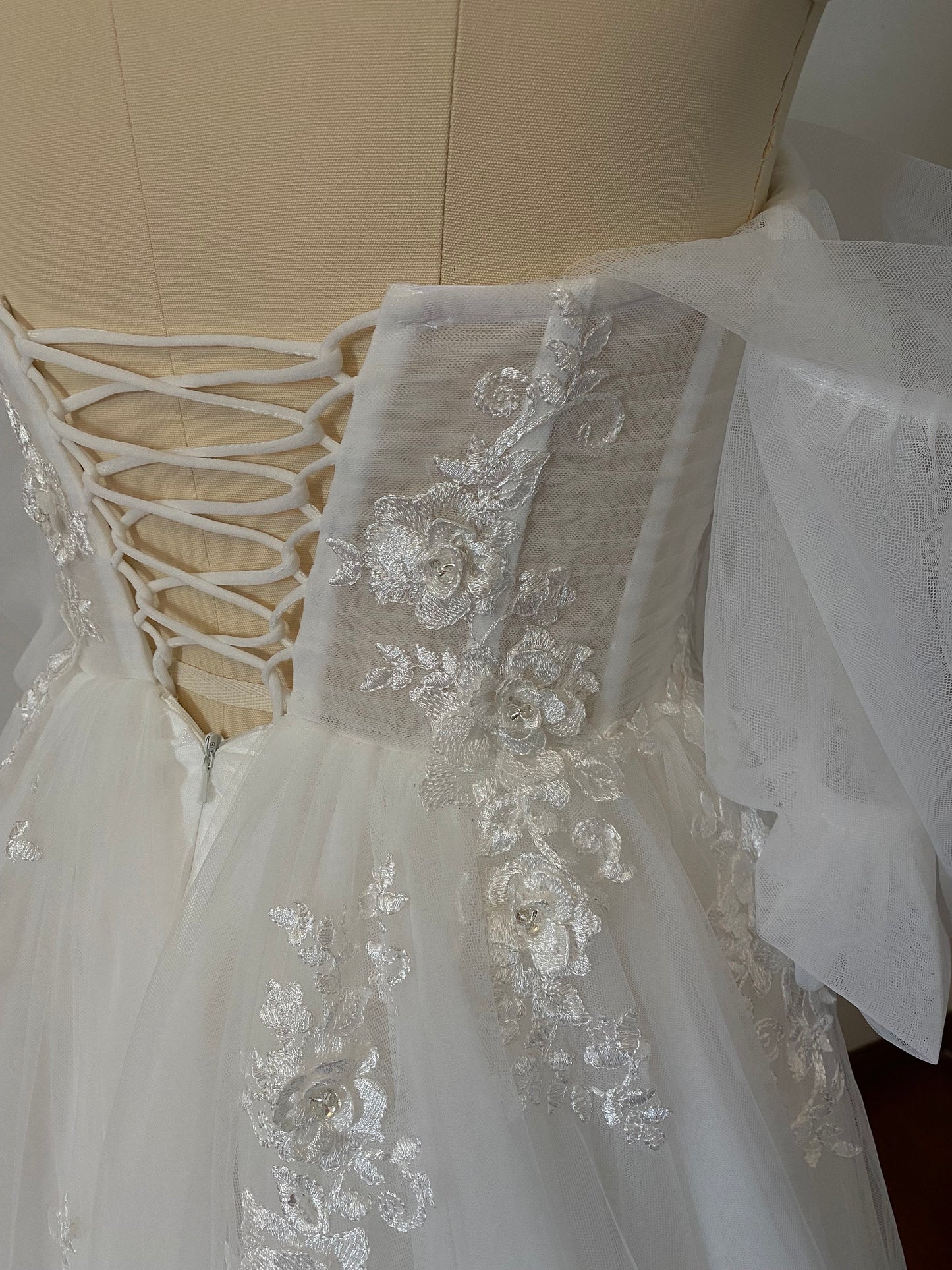 Off the Shoulder Fairy A-line Slit Wedding Dress with Detached Long Sleeves, Custom Sexy Boho Prom Party Gown