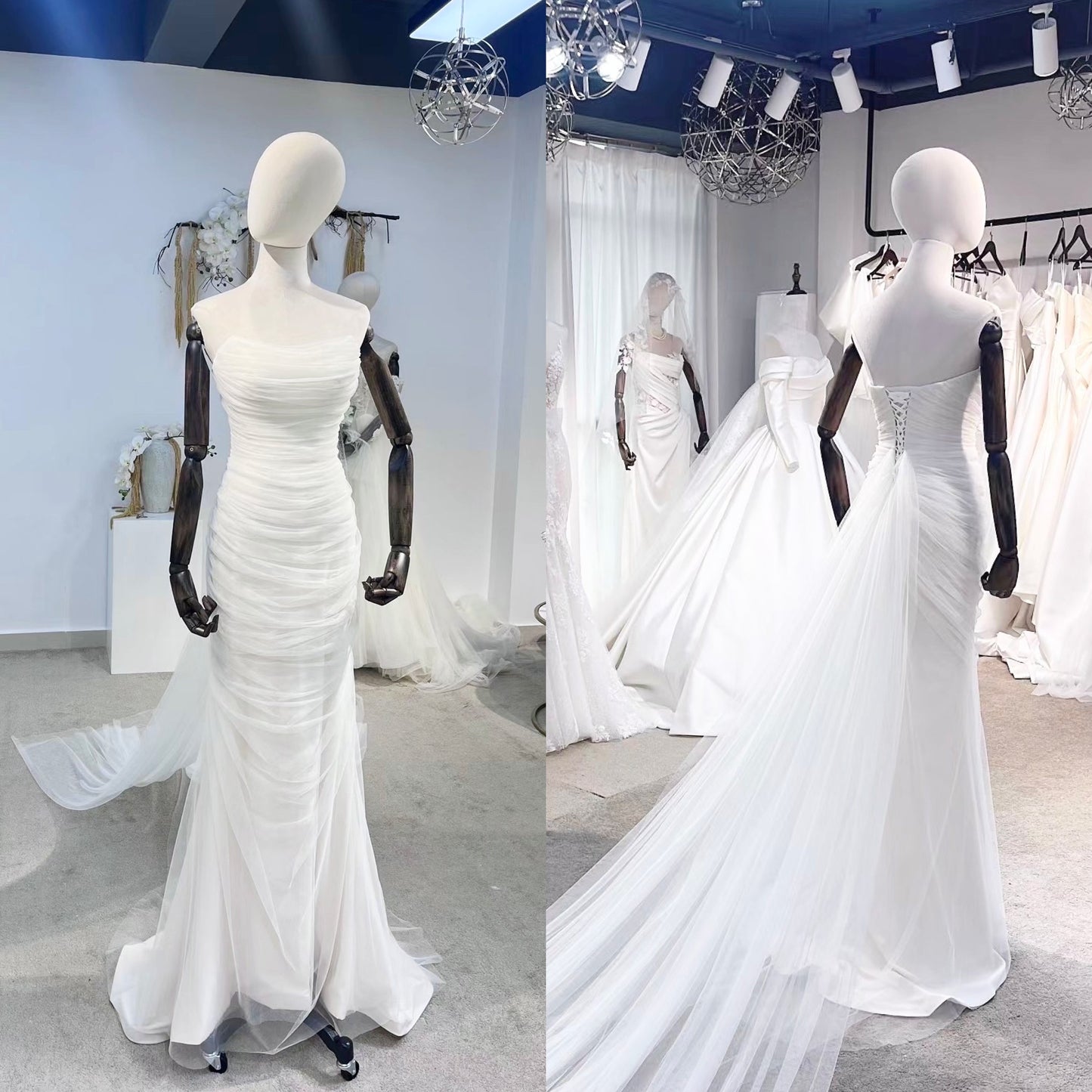 Minimalist Simple Tulle Wedding Prom Dress, Custom Fairy Unique Courthouse Civil Reception Dress, Casual Elopement Rehearsal Dinner Dress