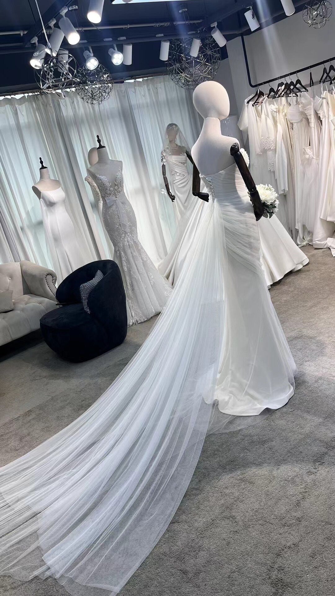 Minimalist Simple Tulle Wedding Prom Dress, Custom Fairy Unique Courthouse Civil Reception Dress, Casual Elopement Rehearsal Dinner Dress
