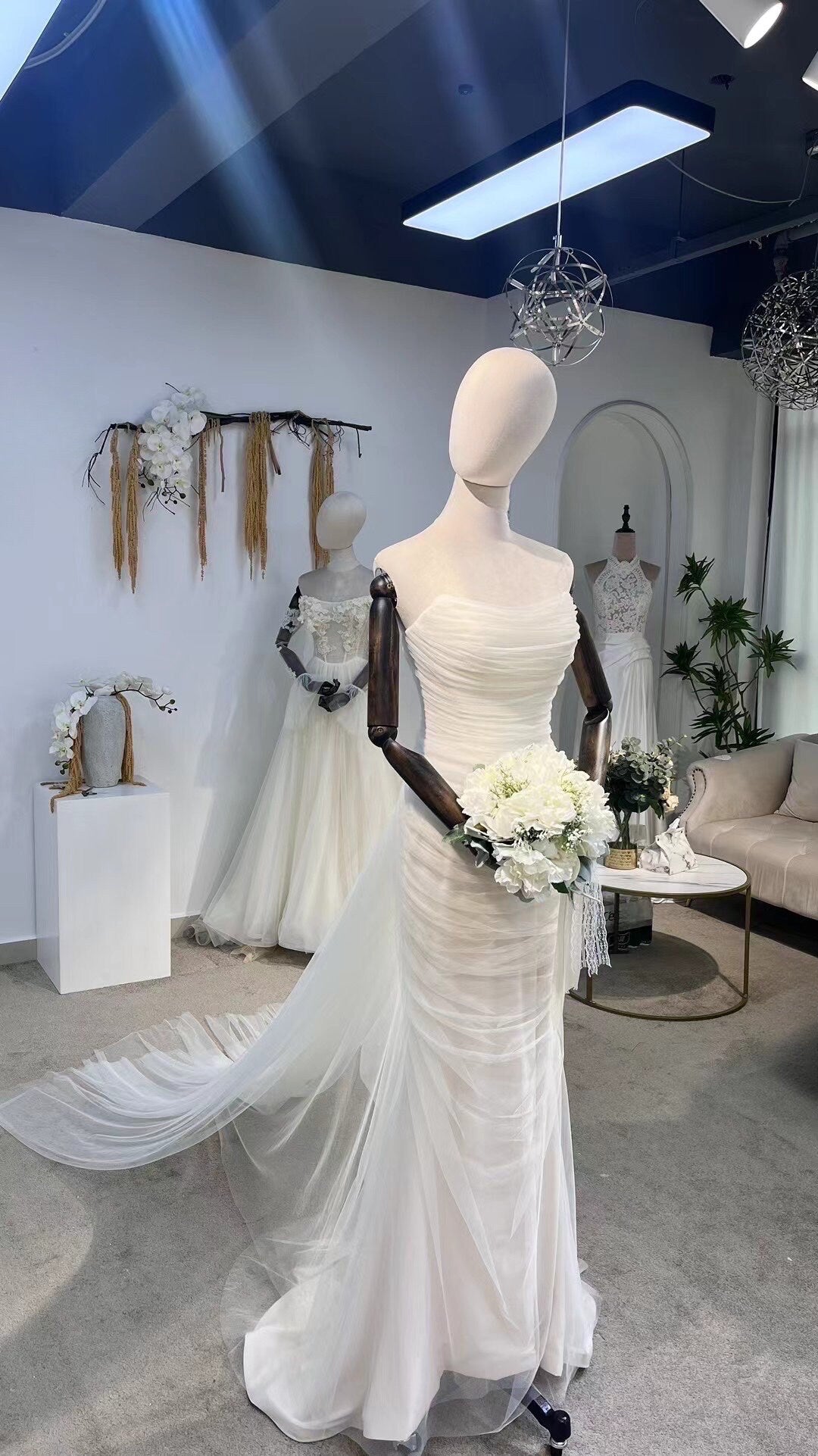 Minimalist Simple Tulle Wedding Prom Dress, Custom Fairy Unique Courthouse Civil Reception Dress, Casual Elopement Rehearsal Dinner Dress