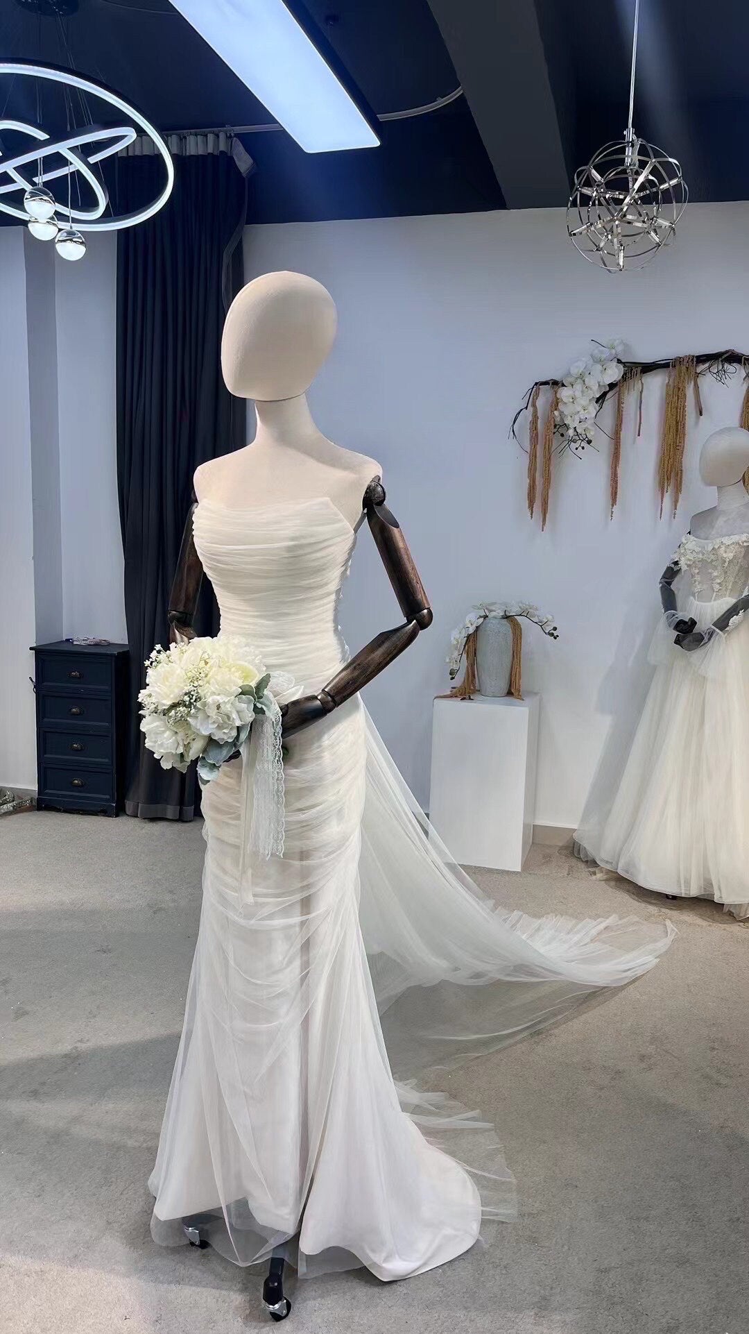 Minimalist Simple Tulle Wedding Prom Dress, Custom Fairy Unique Courthouse Civil Reception Dress, Casual Elopement Rehearsal Dinner Dress