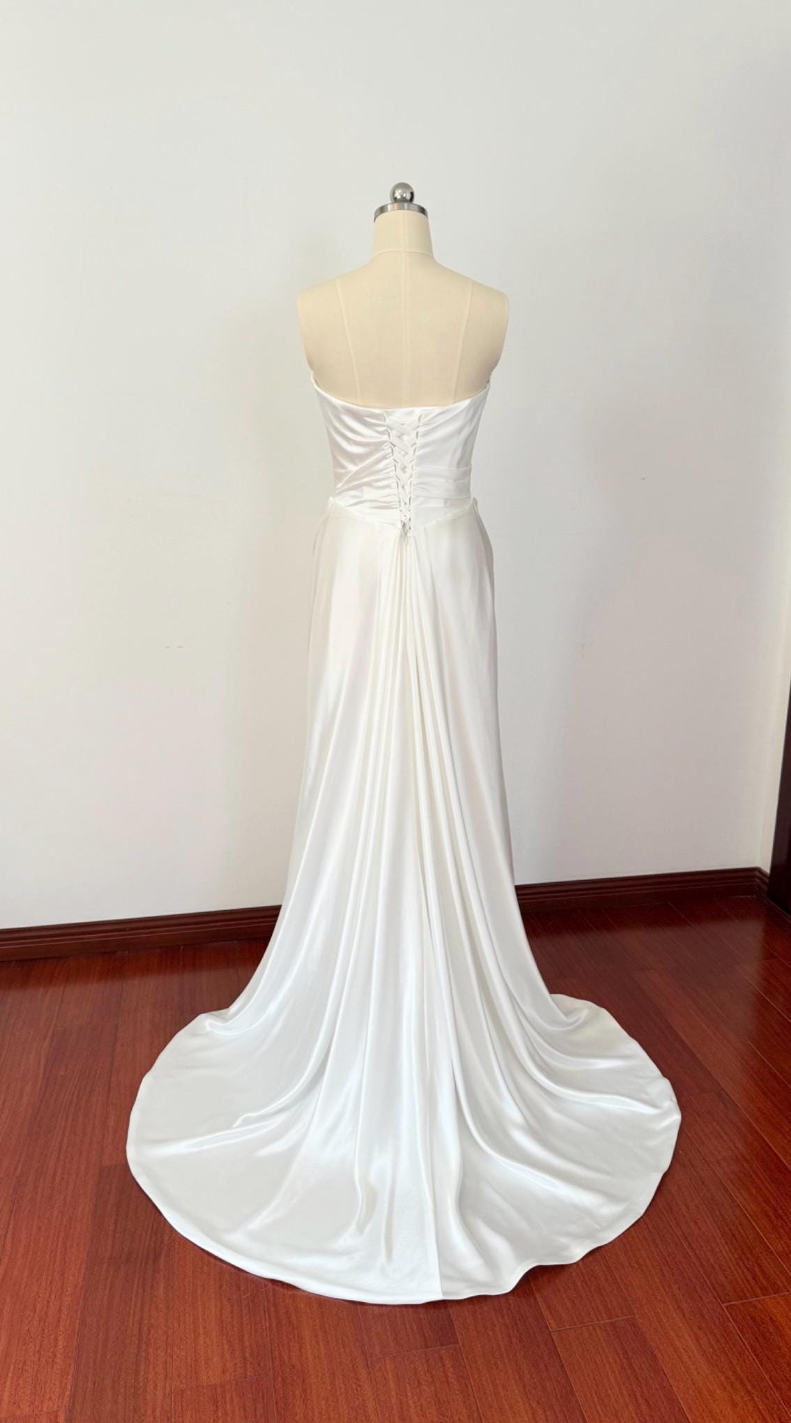 Minimalist Satin Corset Wedding Bridal Dress, Custom Simple Elegant Prom Party Gown, Courthouse Civil Reception Elopement Dress