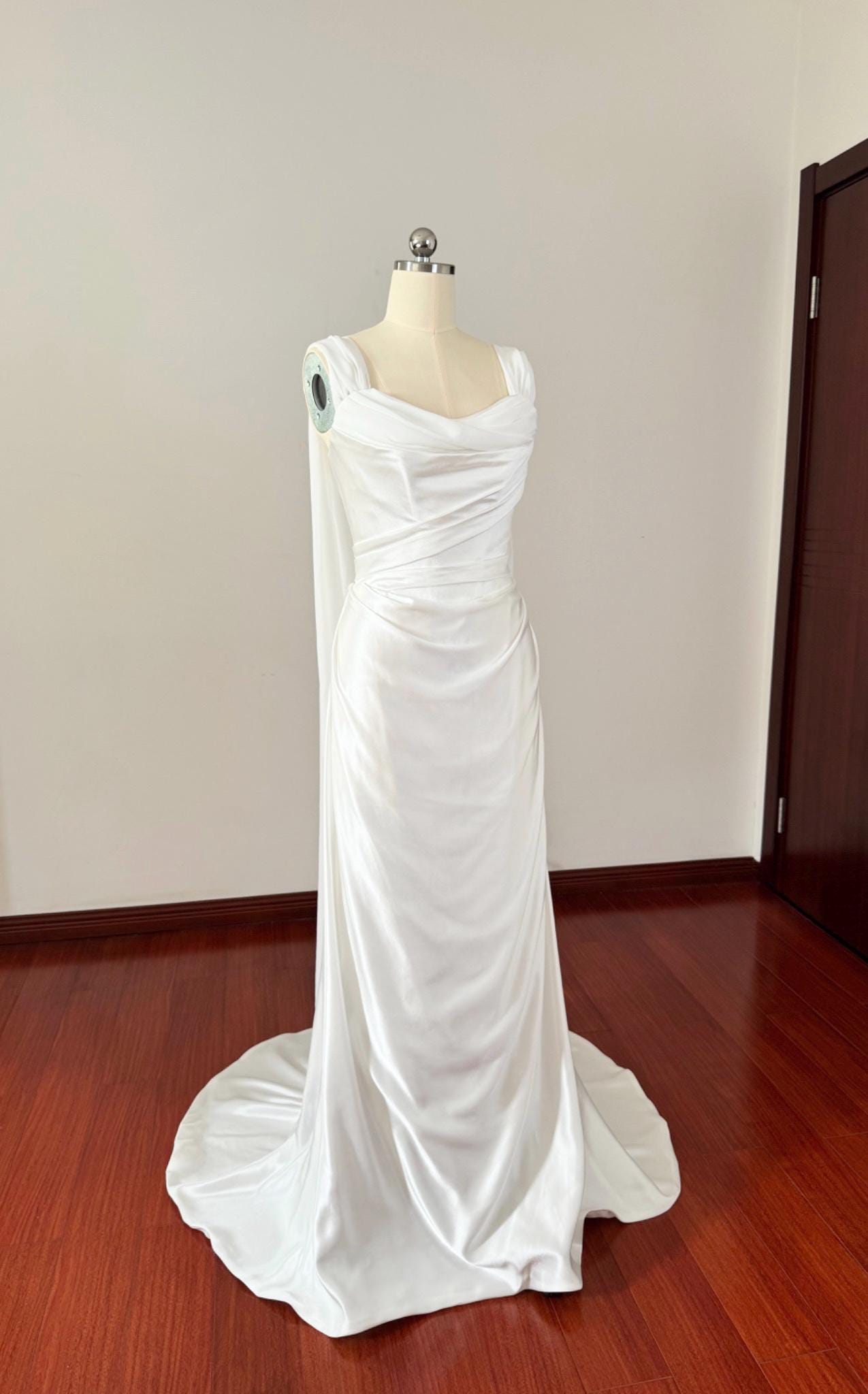 Minimalist Satin Corset Wedding Bridal Dress, Custom Simple Elegant Prom Party Gown, Courthouse Civil Reception Elopement Dress