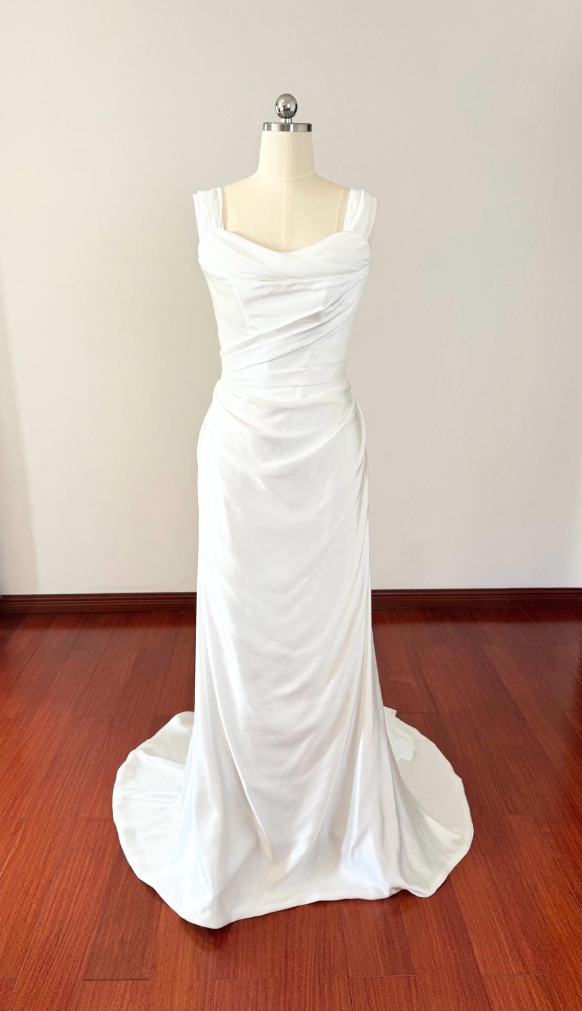 Minimalist Satin Corset Wedding Bridal Dress, Custom Simple Elegant Prom Party Gown, Courthouse Civil Reception Elopement Dress