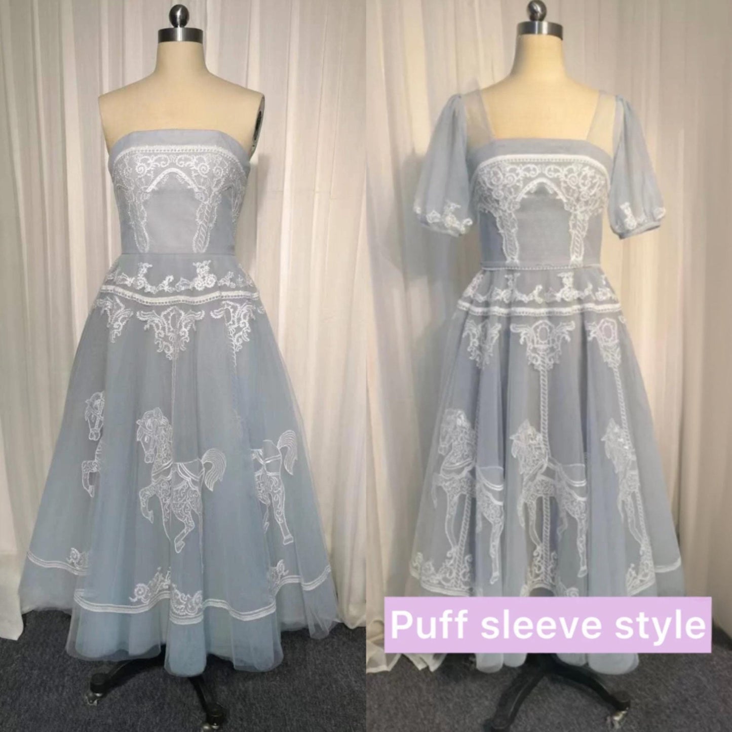 Unique short wedding dress, Rehearsal dinner dress, Elopement Dress, Bridal shower dress, Engagement dress, Blue homecoming/prom dress