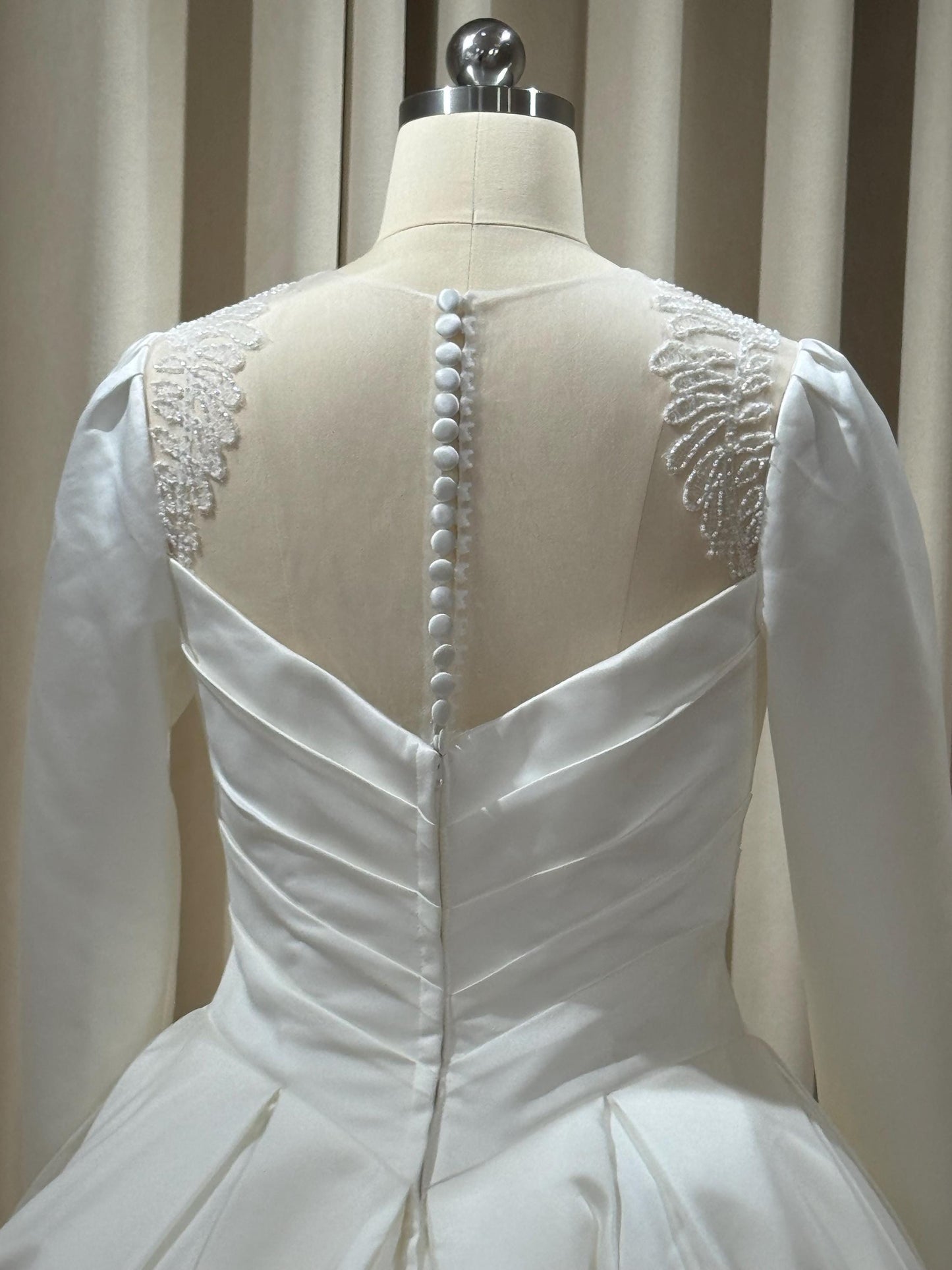 Minimalist Long Sleeve Satin Corset Wedding Prom Dress, Custom Simple Modest Reception Elopement Dress, Unique Courthouse Civil Gown
