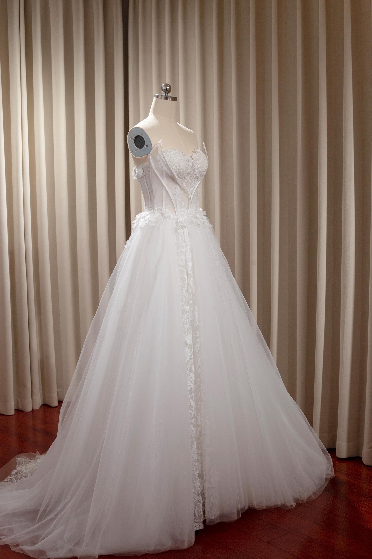 Long Sleeve Fairy Floral Corset A-line Wedding Prom Dress, Custom Simple Modest Reception Elopement Unique Courthouse Civil Gown