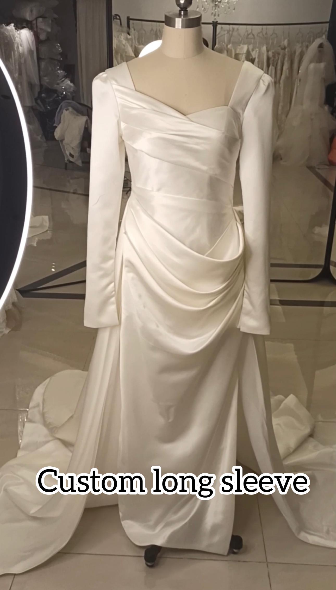 Sample dress, Minimalist Satin Mermaid Wedding Prom Dress, Custom Simple Elegant Reception Gown, Unique Elopement Dress for Courthouse Wedding