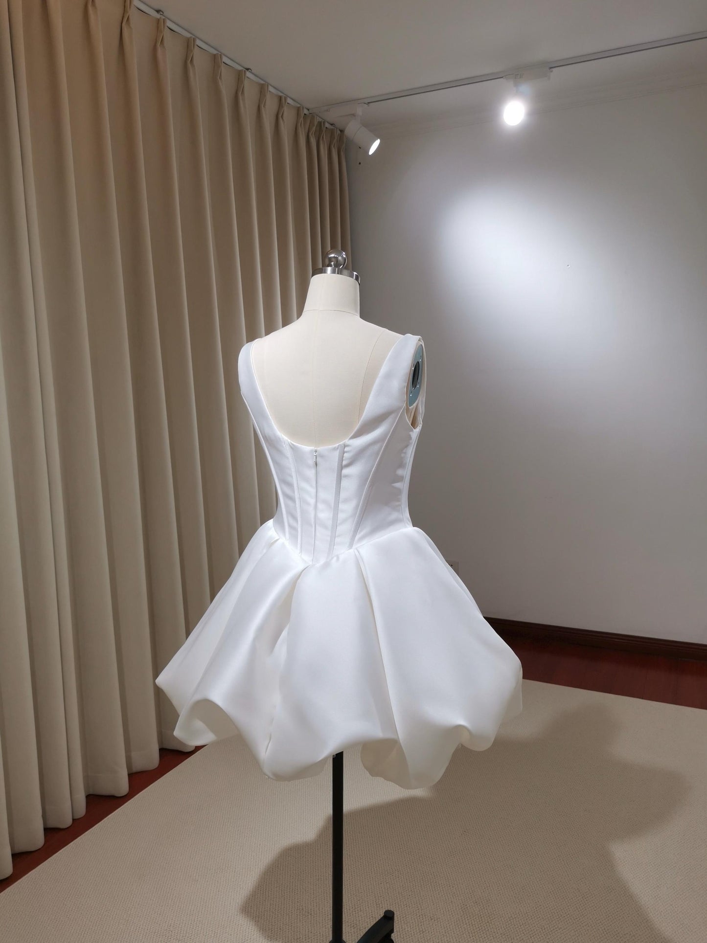 Minimalist Mikado satin short wedding prom dress, Rehearsal dinner simple mini dress, Custom Elopement Dress, Bridal shower Engagement dress