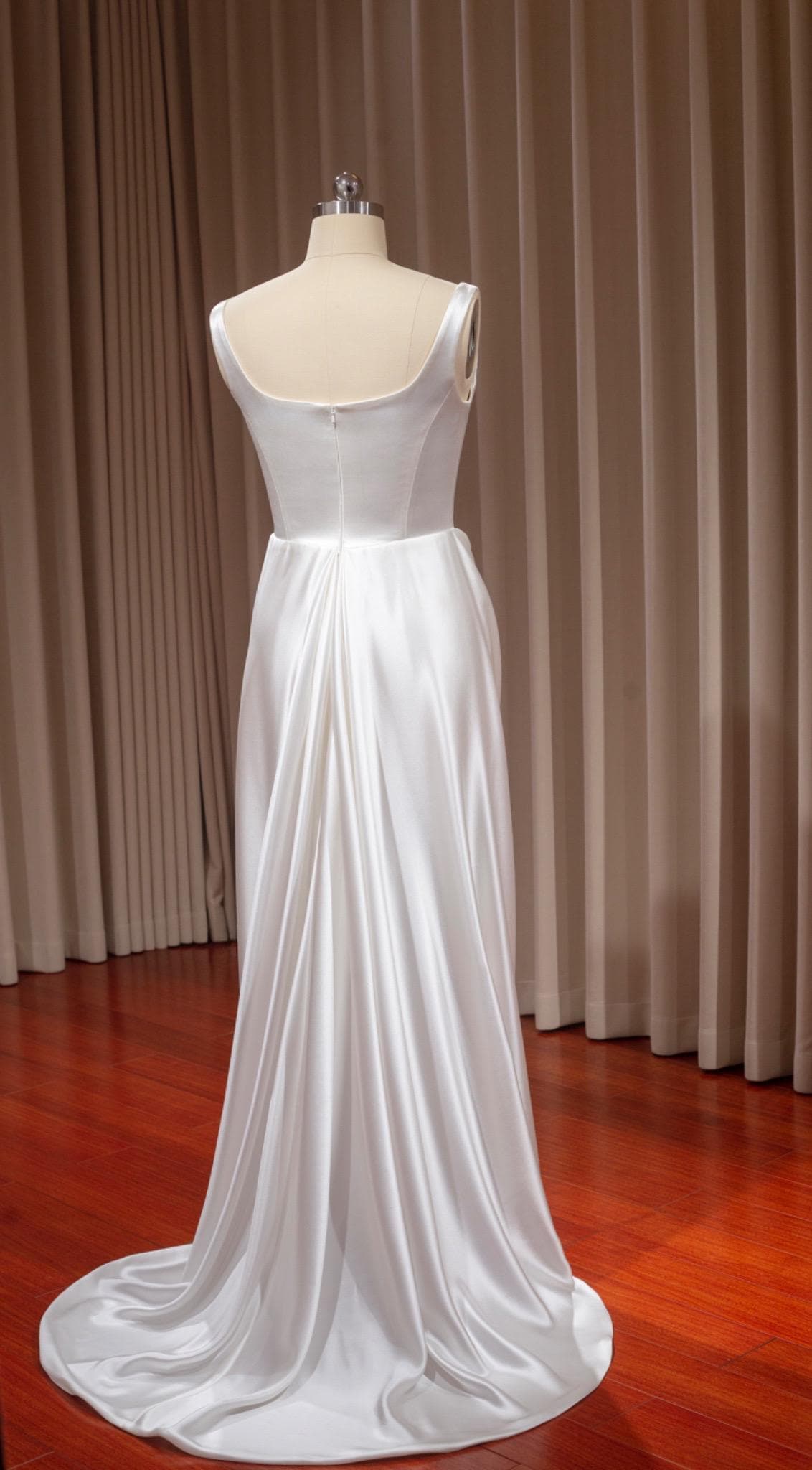 Minimalist Satin Corset Wedding Bridal Dress, Custom Simple Modest Reception Elopement Dress for Bride, Unique Courthouse Wedding Gown