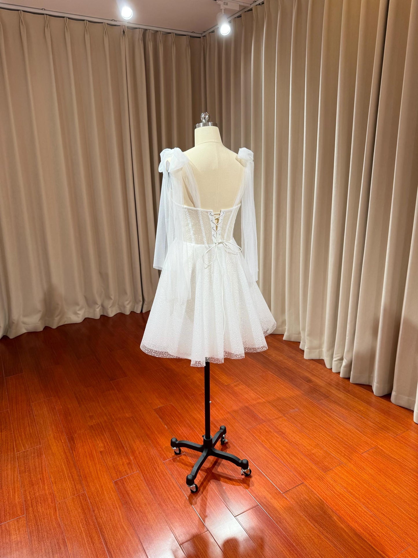 Fairy Unique Corset Short Wedding Reception Dress, Custom Courthouse Civil Elopement Dress, Rehearsal Dinner Bridal Shower Engagement Gown