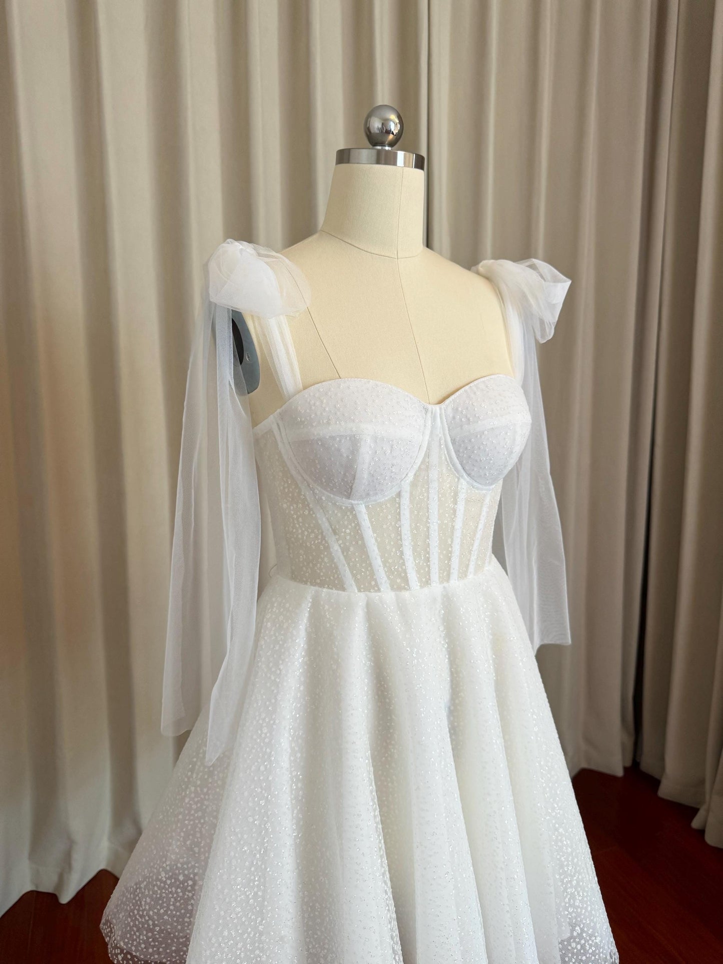 Fairy Unique Corset Short Wedding Reception Dress, Custom Courthouse Civil Elopement Dress, Rehearsal Dinner Bridal Shower Engagement Gown