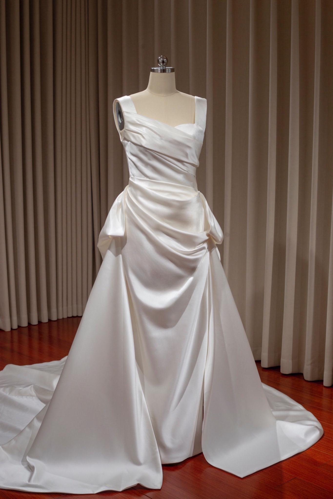 Sample dress, Minimalist Satin Mermaid Wedding Prom Dress, Custom Simple Elegant Reception Gown, Unique Elopement Dress for Courthouse Wedding