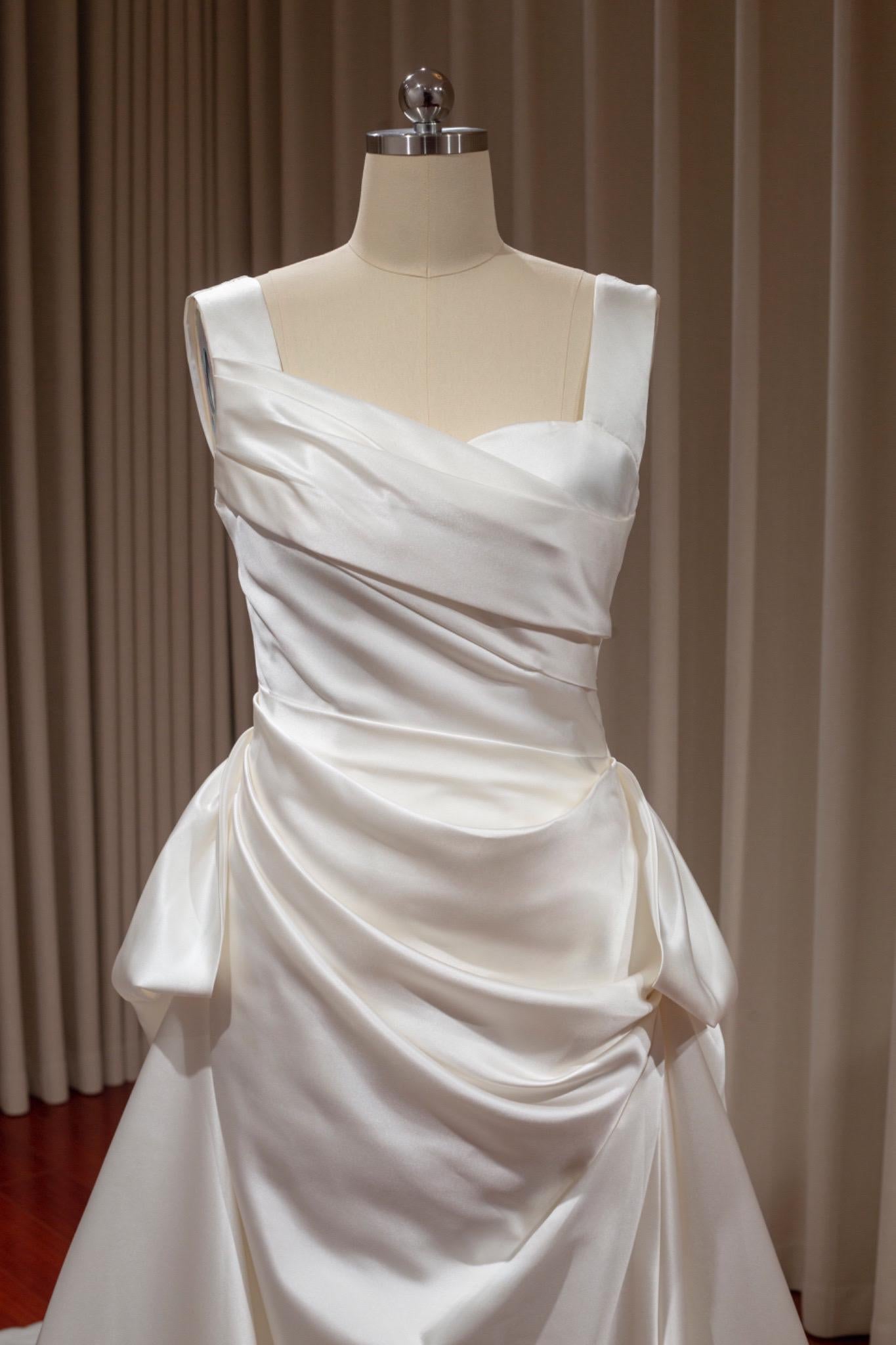 Sample dress, Minimalist Satin Mermaid Wedding Prom Dress, Custom Simple Elegant Reception Gown, Unique Elopement Dress for Courthouse Wedding