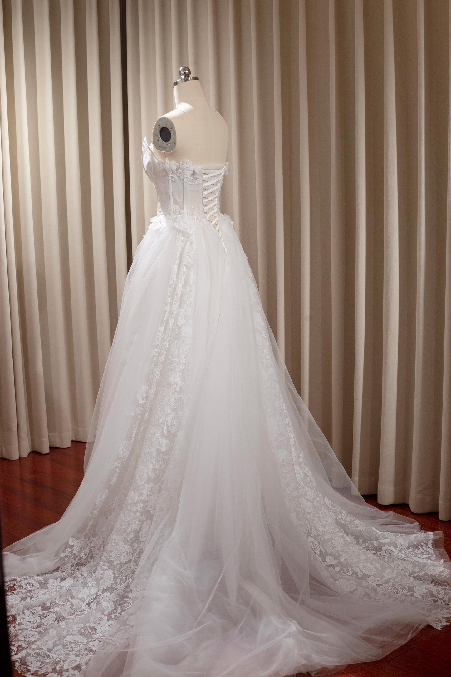 Long Sleeve Fairy Floral Corset A-line Wedding Prom Dress, Custom Simple Modest Reception Elopement Unique Courthouse Civil Gown