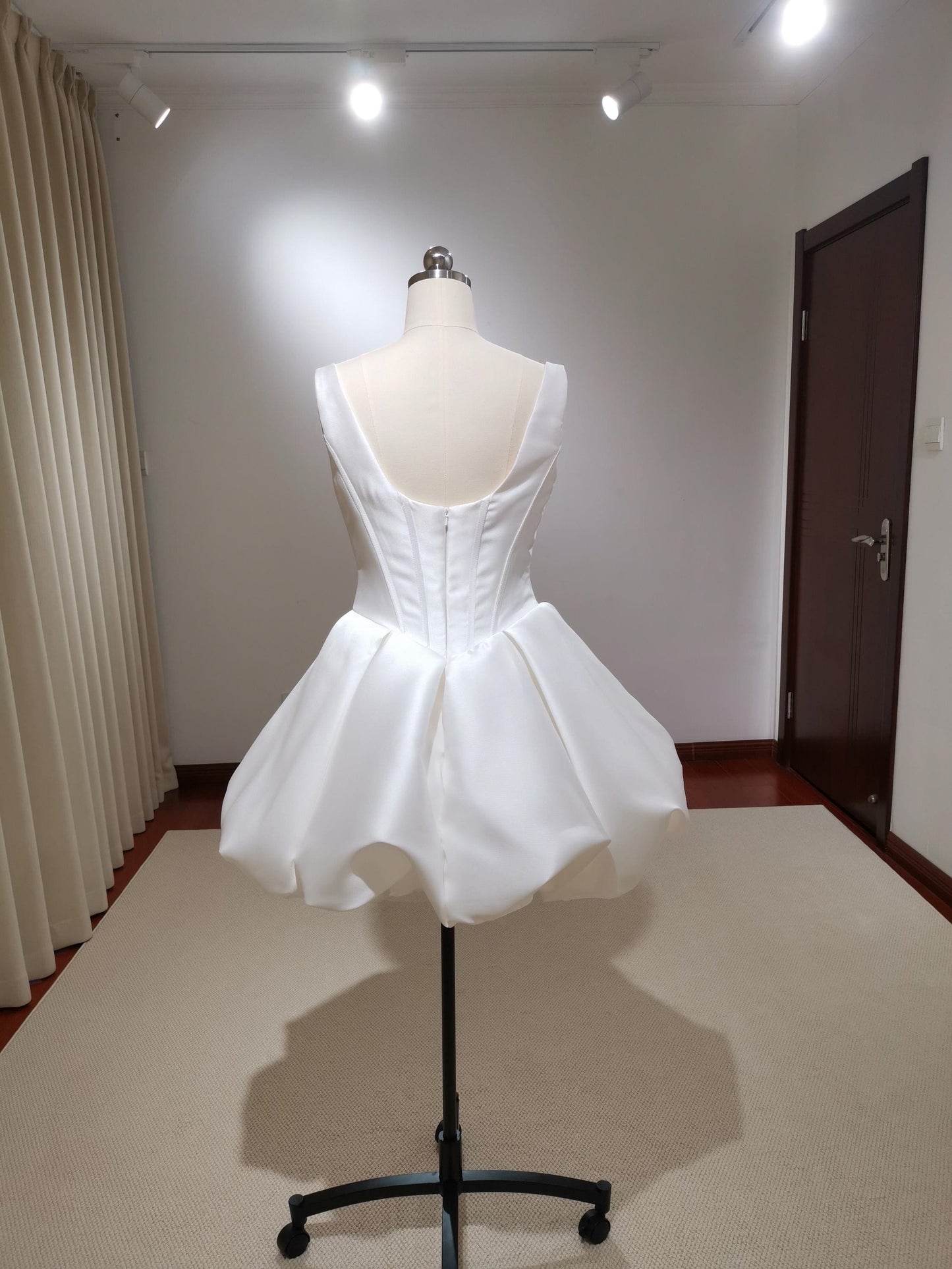 Minimalist Mikado satin short wedding prom dress, Rehearsal dinner simple mini dress, Custom Elopement Dress, Bridal shower Engagement dress