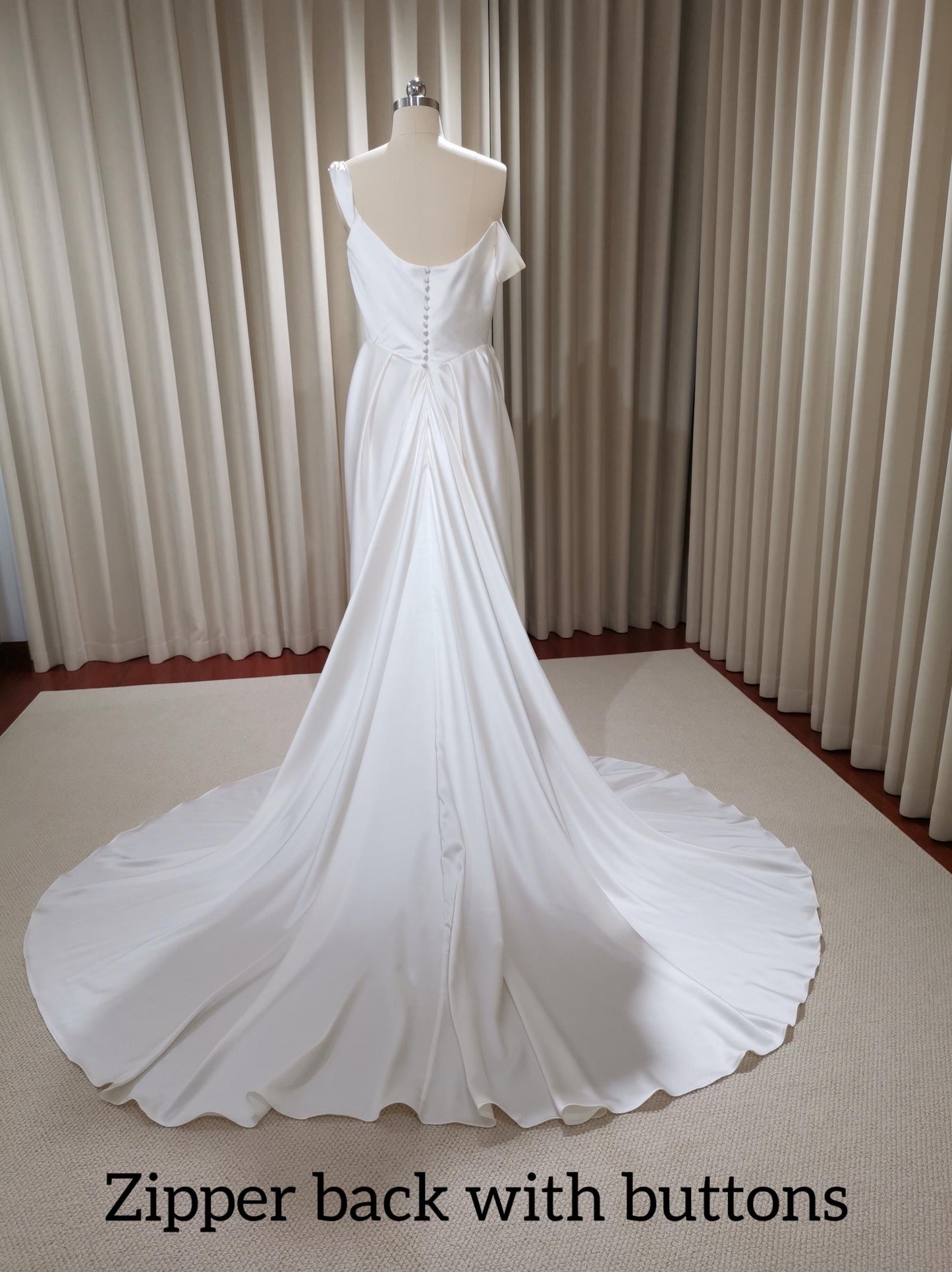 Minimalist Satin Corset Wedding Bridal Dress, Custom Simple Modest Reception Elopement Dress for Bride, Unique Courthouse Civil Wedding Gown