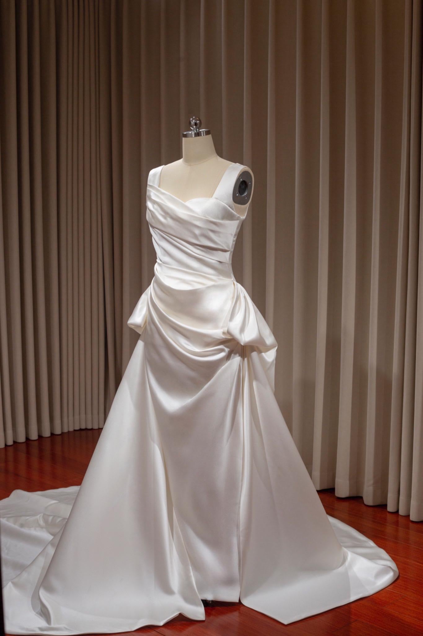 Sample dress, Minimalist Satin Mermaid Wedding Prom Dress, Custom Simple Elegant Reception Gown, Unique Elopement Dress for Courthouse Wedding