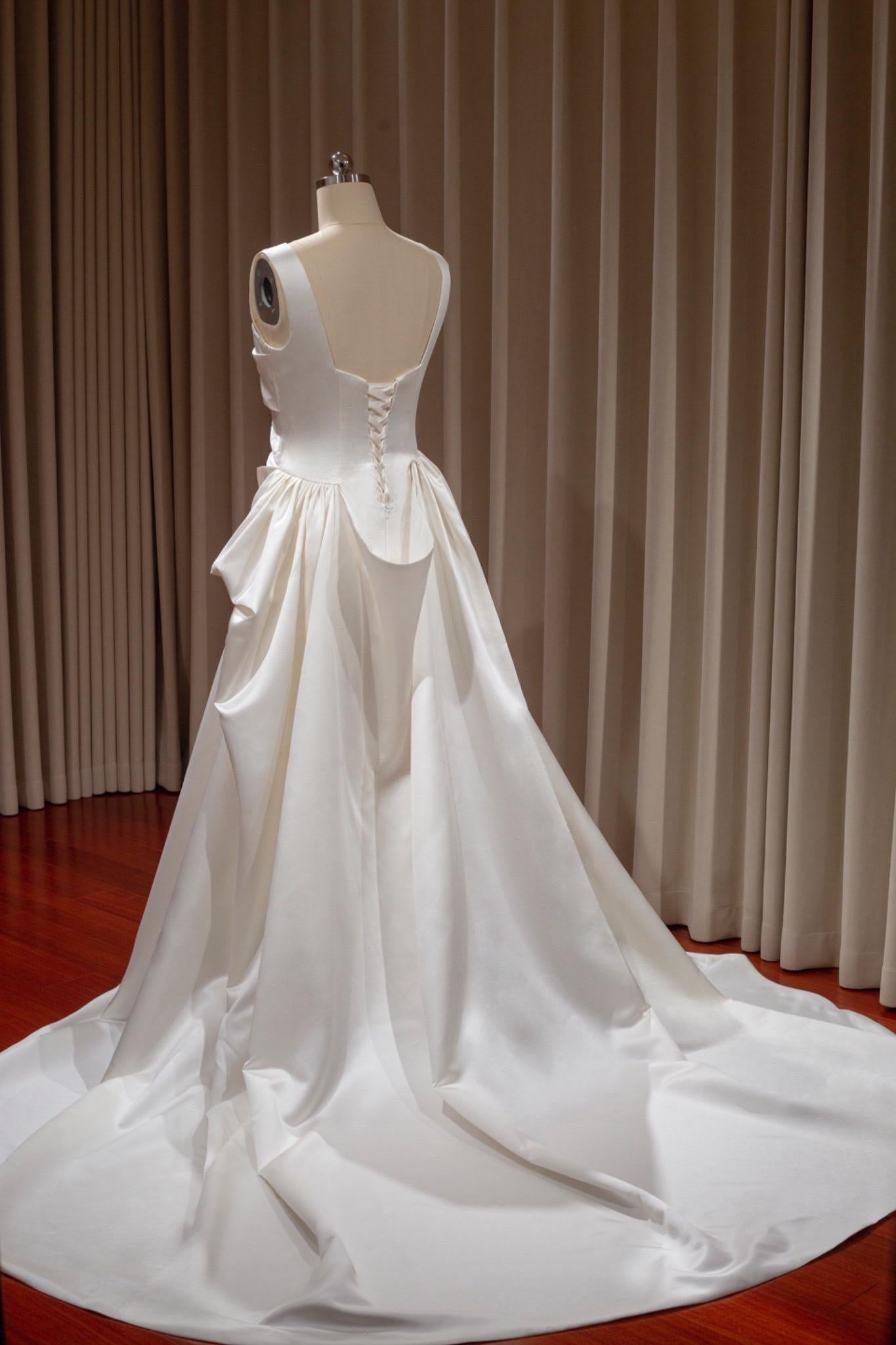 Sample dress, Minimalist Satin Mermaid Wedding Prom Dress, Custom Simple Elegant Reception Gown, Unique Elopement Dress for Courthouse Wedding