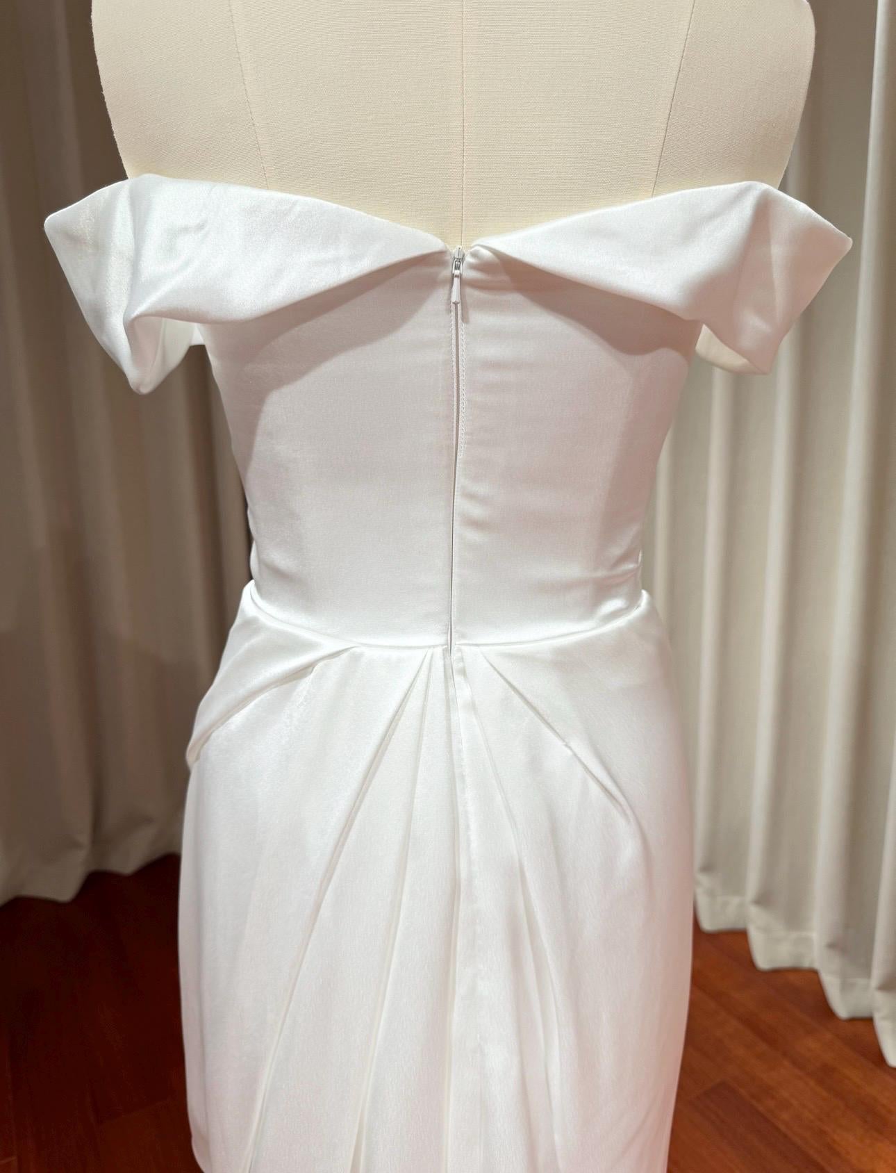 Minimalist short wedding dress, White satin dress, Rehearsal dinner dress, Elopement Dress, Bridal shower dress, Engagement dress