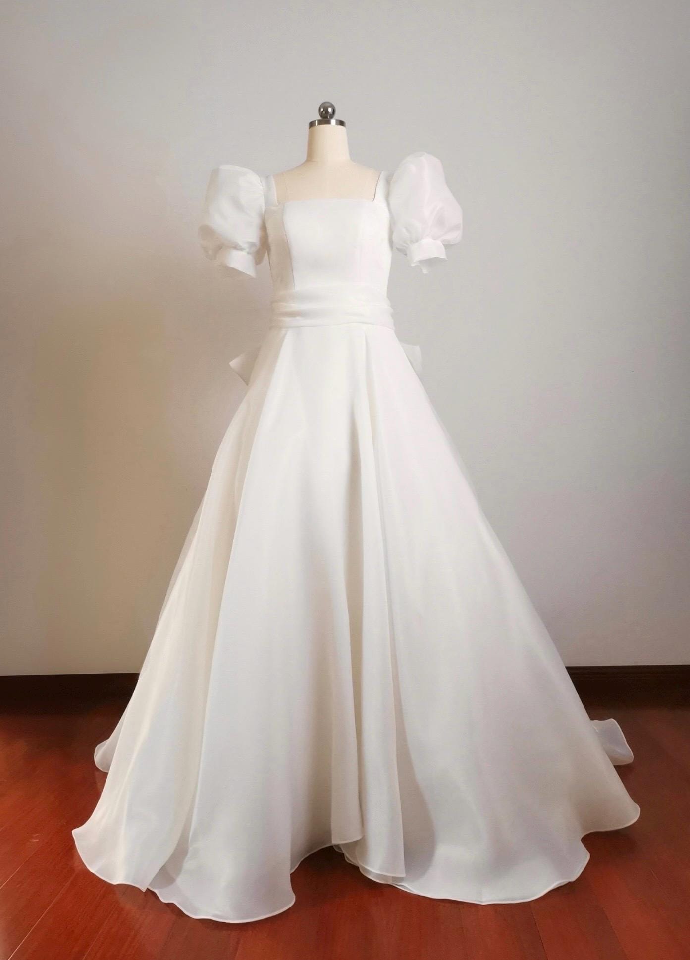 Minimalist Puff Sleeve Square Neck Organza Corset Bridal Wedding Dress – Shindig Threads Minimalist Puff Sleeve Square Neck Organza Corset Bridal Wedding Dress – Shindig Threads