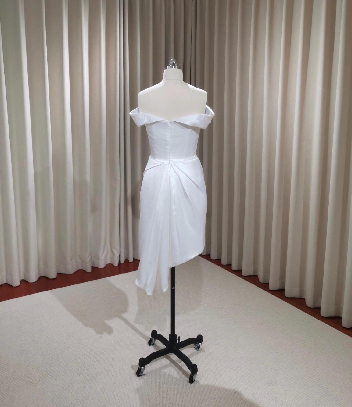 Minimalist short wedding dress, White satin dress, Rehearsal dinner dress, Elopement Dress, Bridal shower dress, Engagement dress