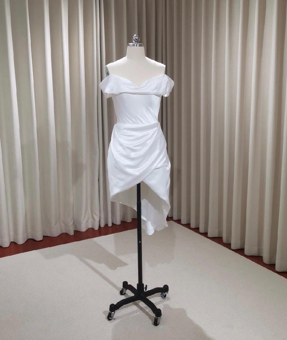 Minimalist short wedding dress, White satin dress, Rehearsal dinner dress, Elopement Dress, Bridal shower dress, Engagement dress